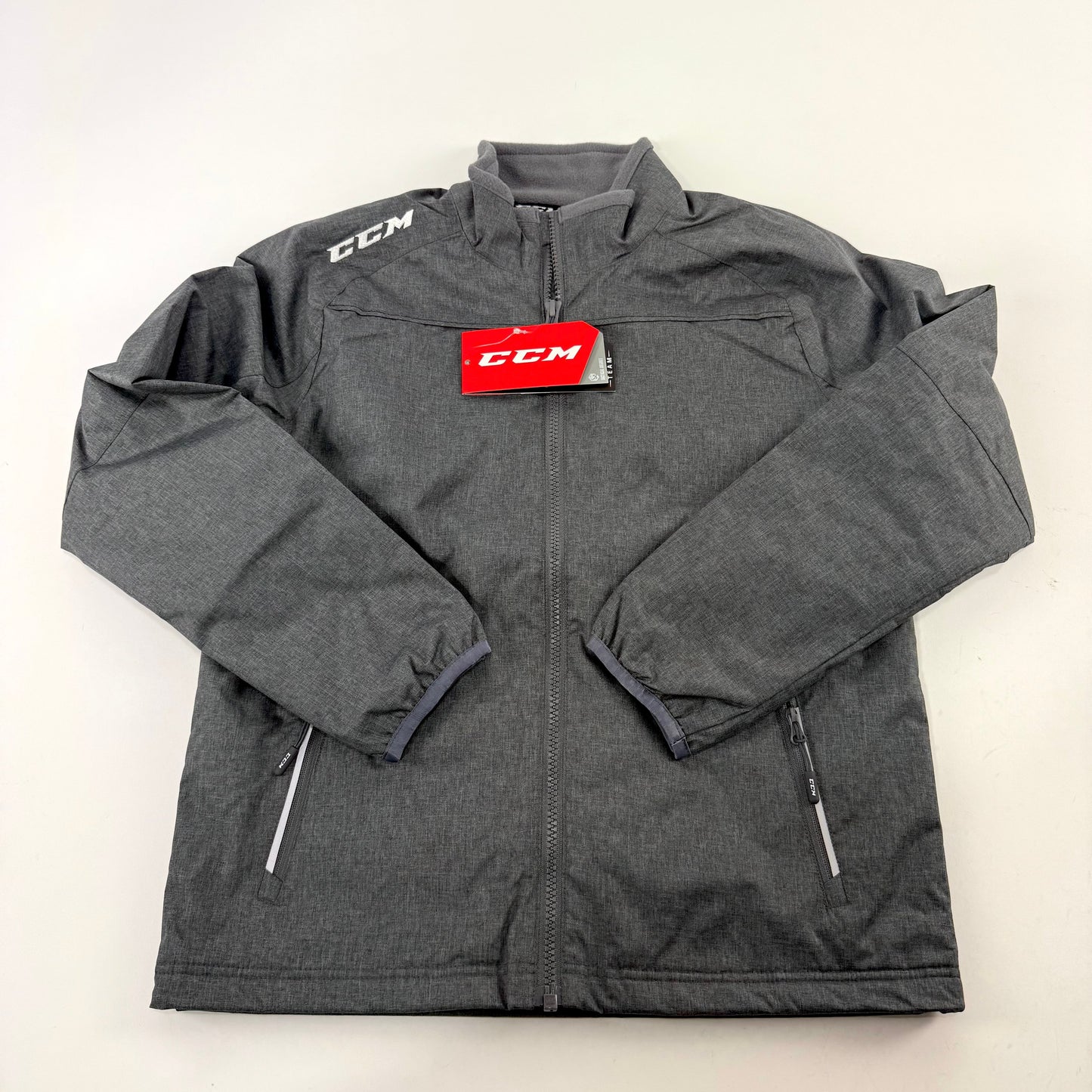 New Dark Grey CCM Youth Team Premium Mid Weight Jacket | Youth M | #888600267548 - Top Flight Hockey