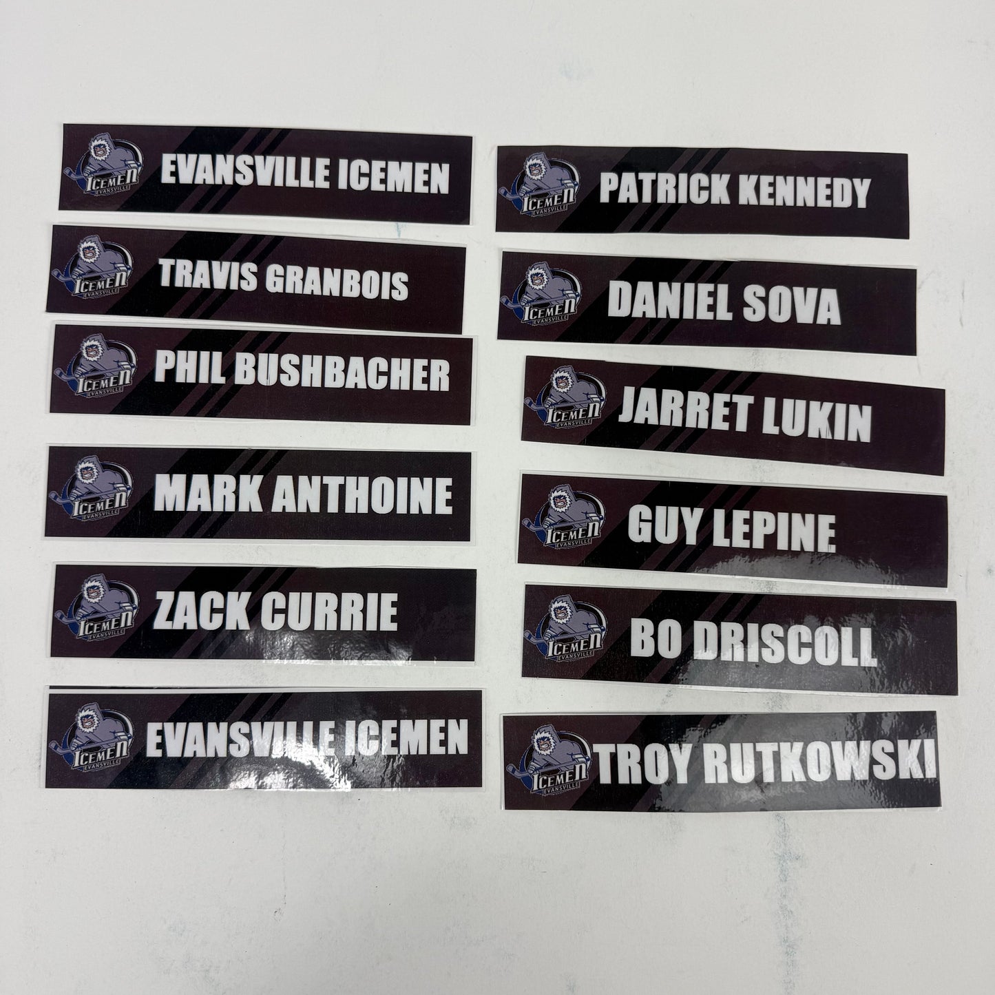 Evansville Icemen Locker Room Nameplates (Group#11)