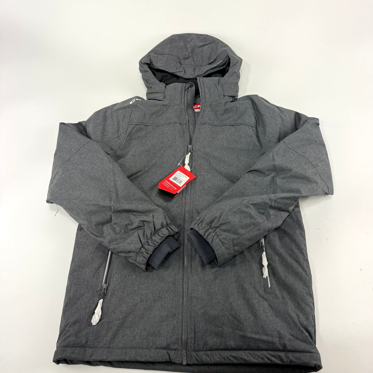 New Dark Grey CCM Mens Team Winter Jacket | Senior S | #888600266213
