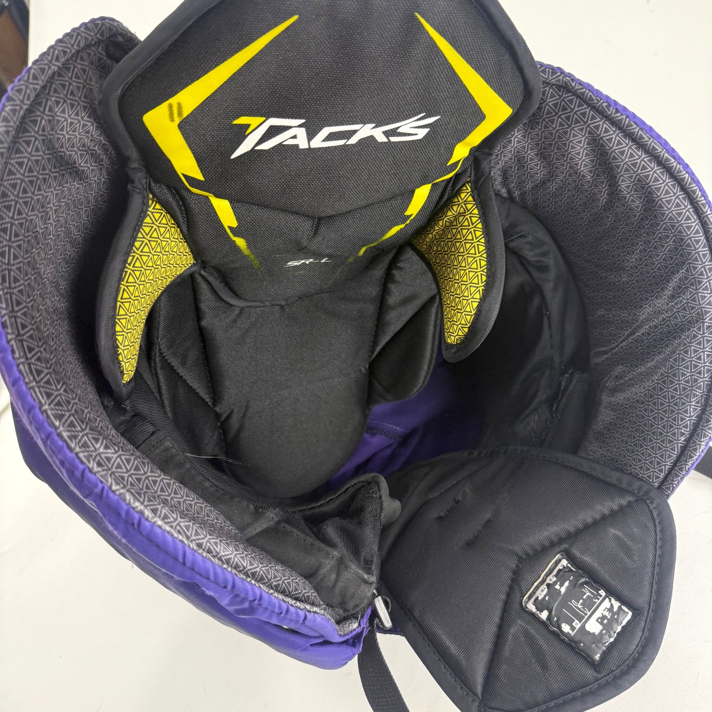 Used Purple/Yellow CCM Tacks 65C Pants | Large | E538 - Top Flight Hockey