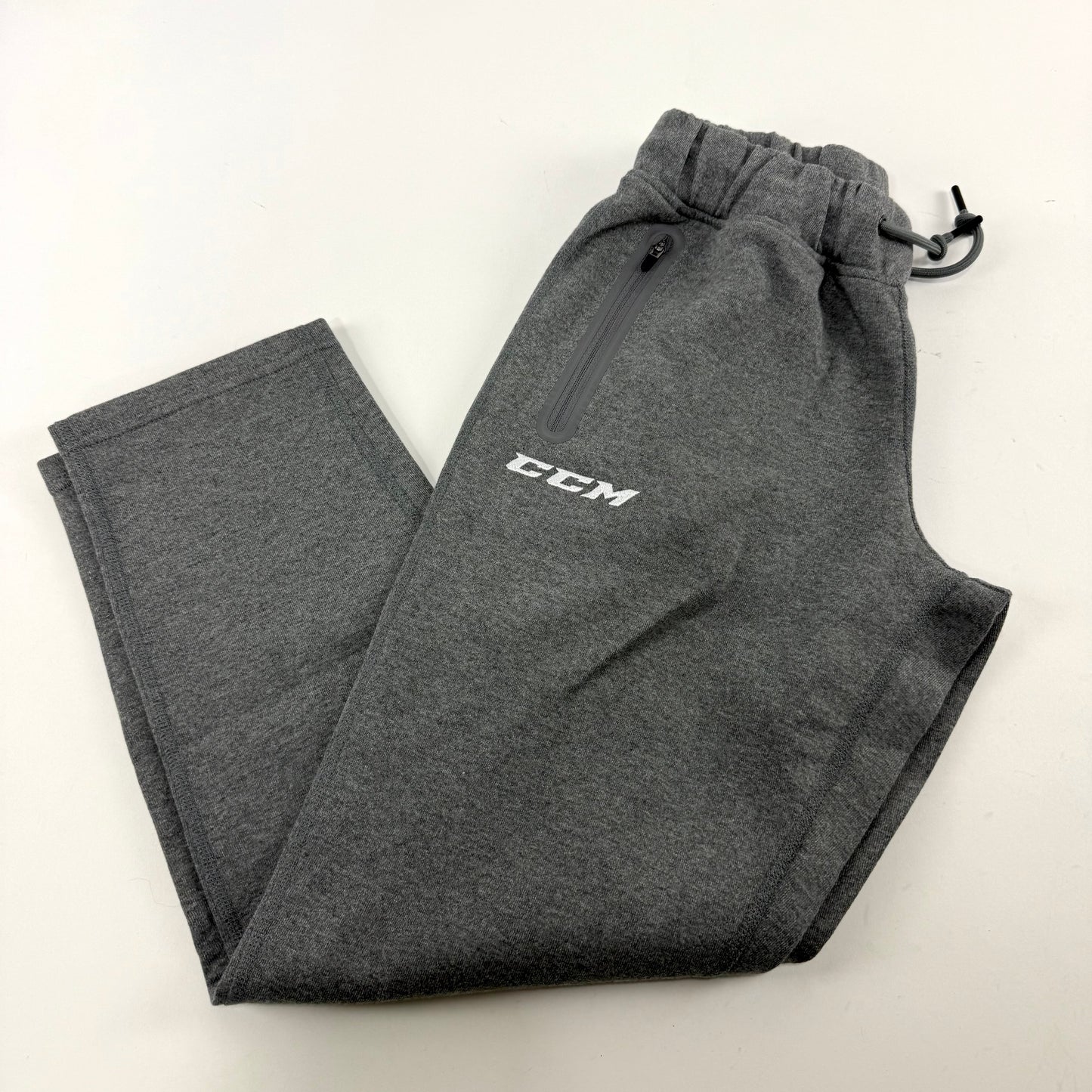 New Dark Grey CCM Youth Premium Tapered Fleece Pant | Youth M | #191520015619