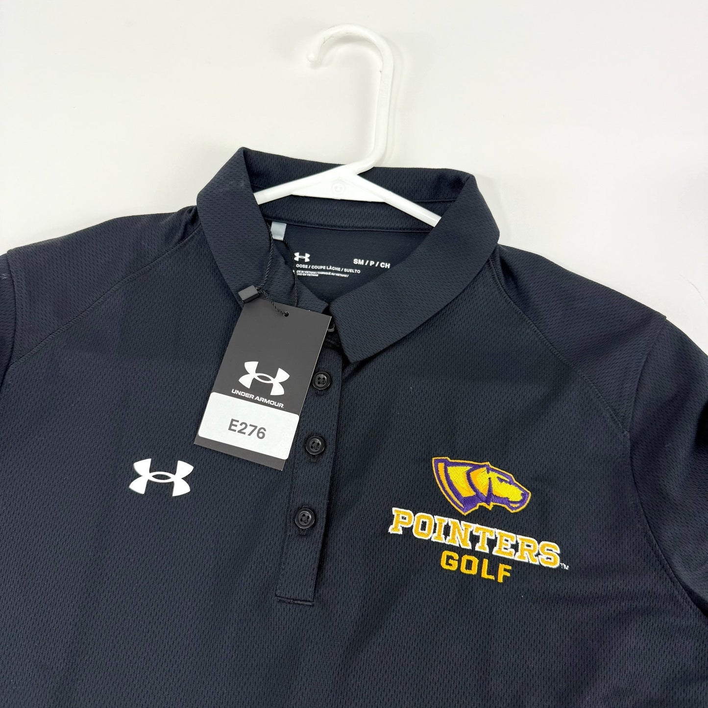 New Black Womens Under Armour UWSP Pointers Golf Polo | Womens S | E276