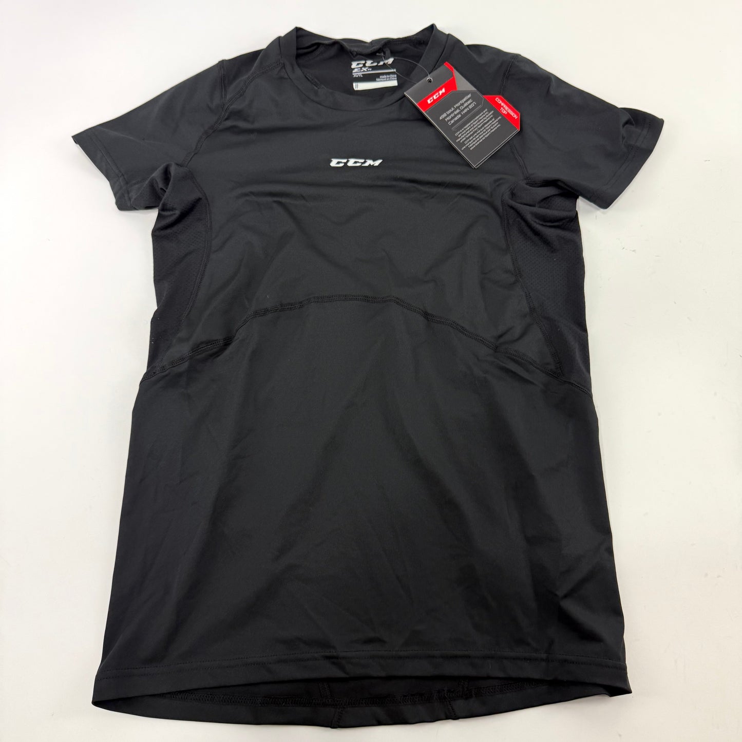 New Black Youth Short Sleeve Compression Shirt | Youth L | #191520520076