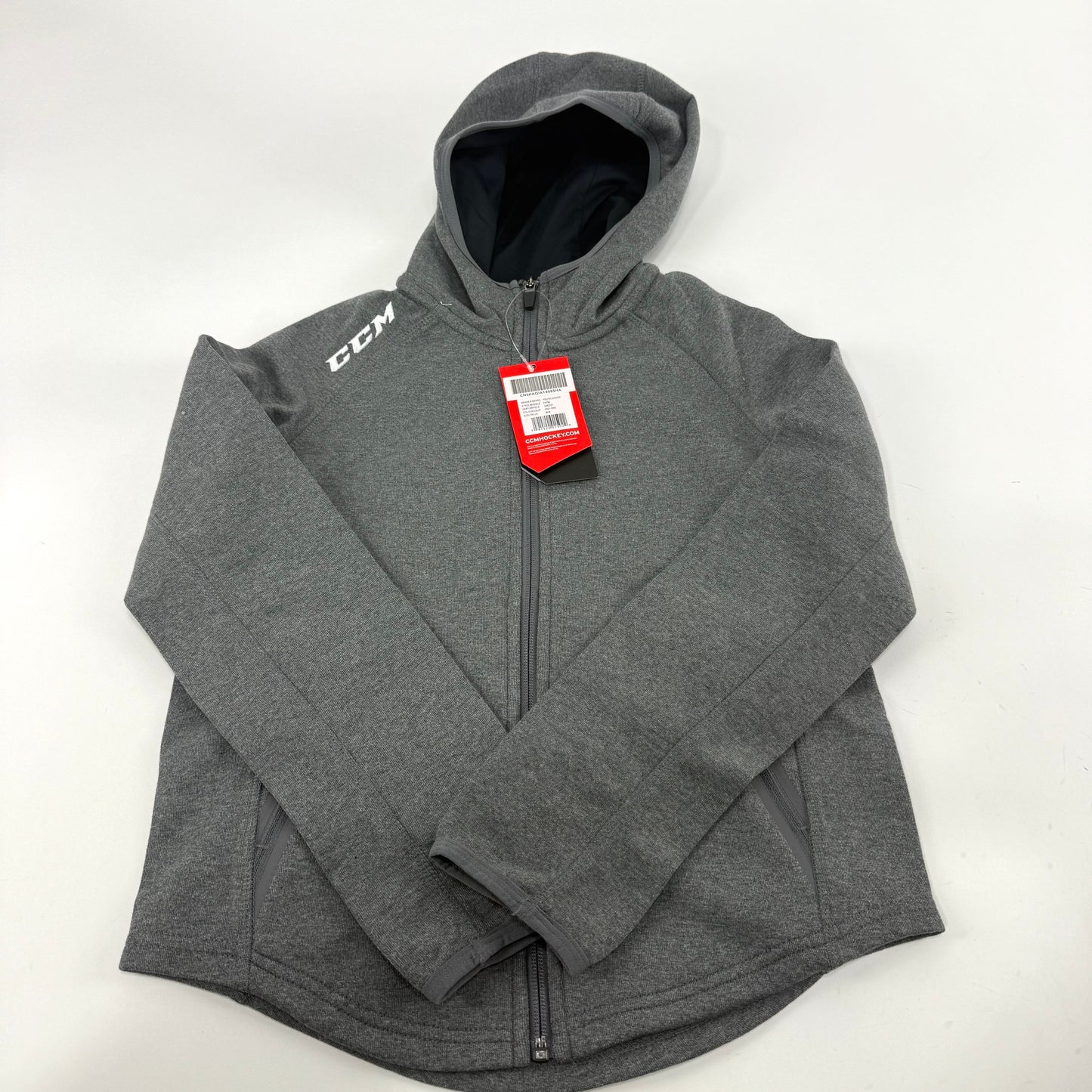 New Dark Grey CCM Premium Full Zip Hooded Fleece | Youth M | #191520015022 - Top Flight Hockey