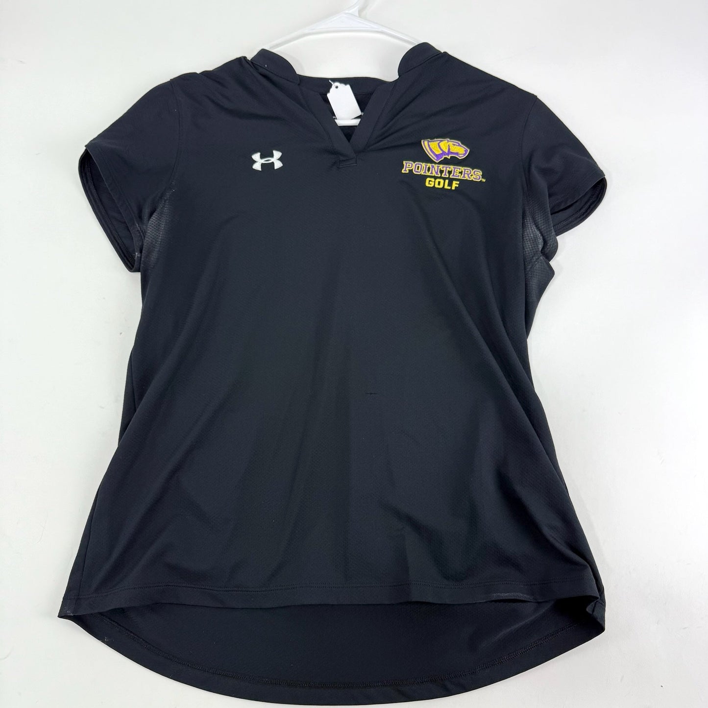 Used Black Under Armour Womens Mach Polo | UWSP Pointers | Womens L | E298 - Top Flight Hockey