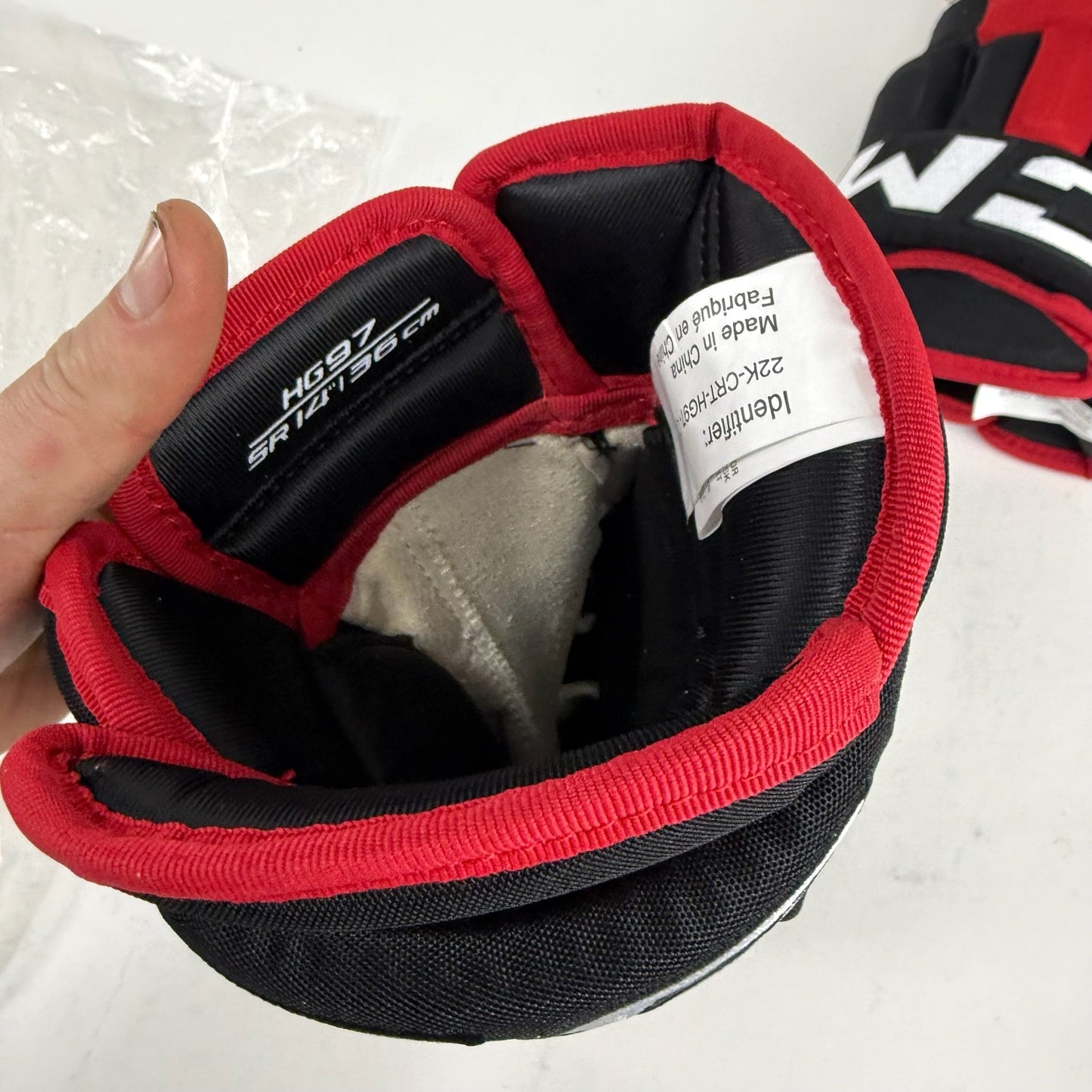 New Black and Red CCM HG97 Gloves | Chicago Blackhawks | 14" - #191035520493 - Top Flight Hockey
