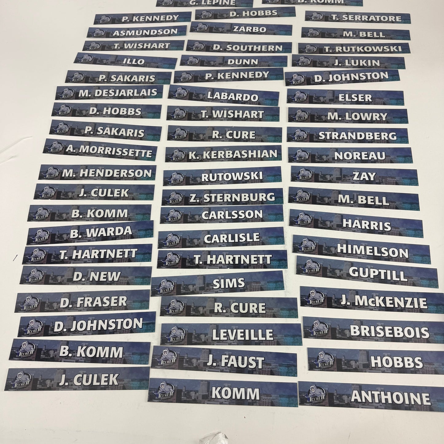 Evansville Icemen Locker Room Nameplates
