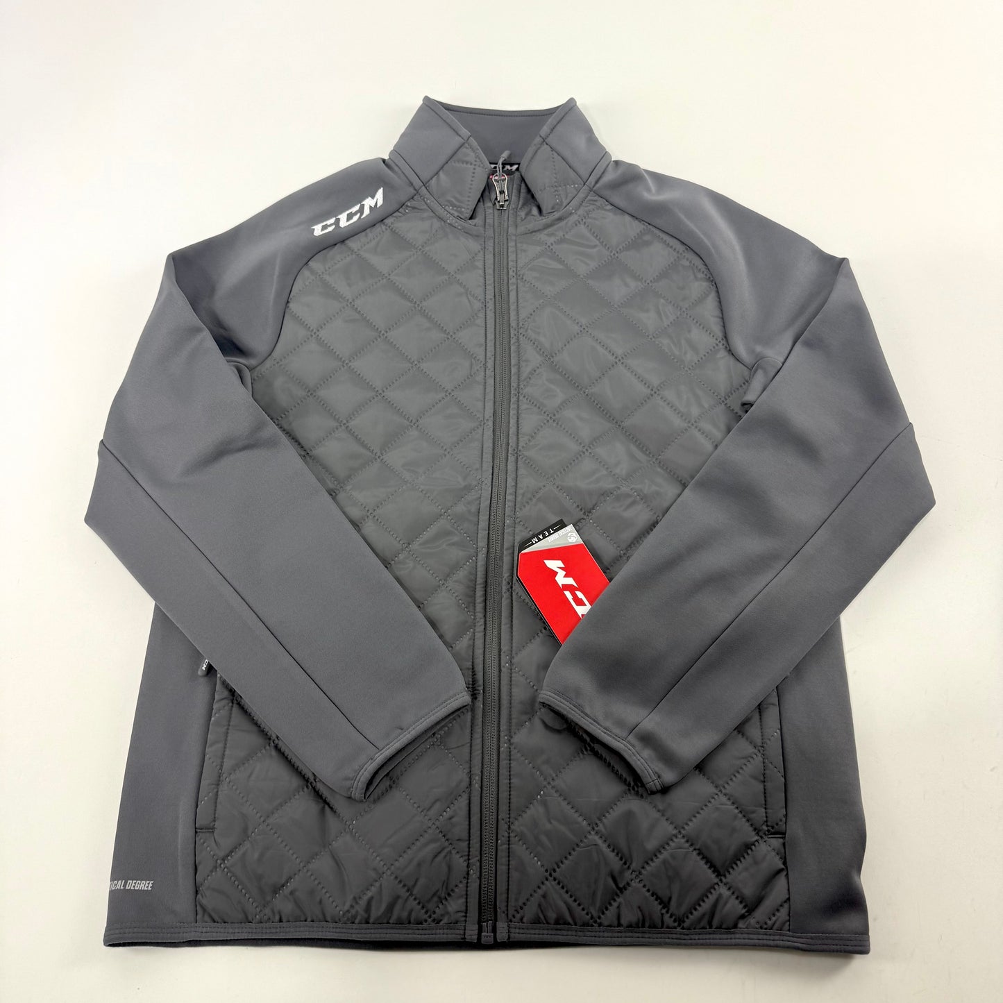 New Dark Grey CCM Youth Team Quilted Jacket | Youth L | #888600315096