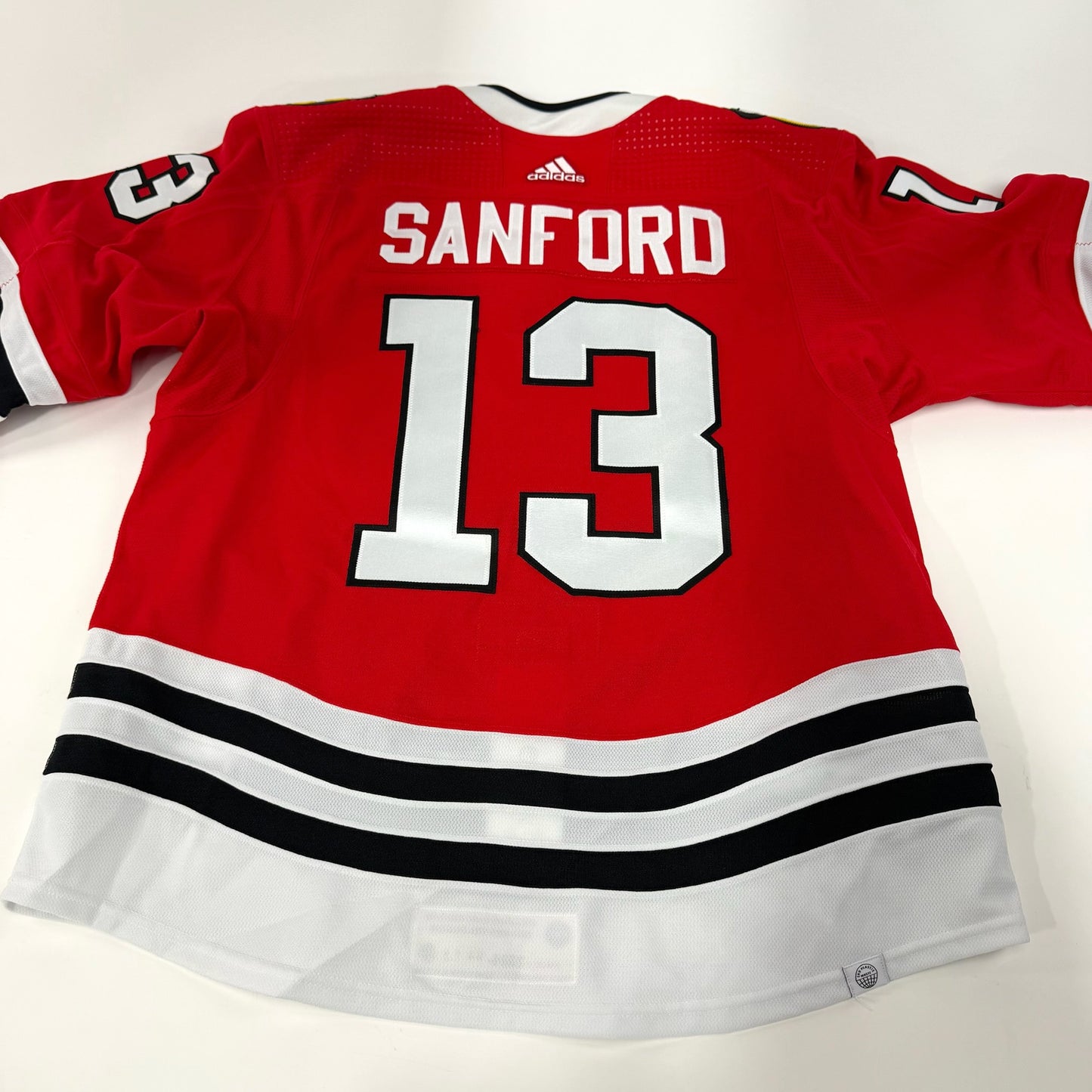 Zach Sanford #13 Home Chicago Blackhawks Game Worn Jersey 2023-2024 | Size 56 | 9413-25572