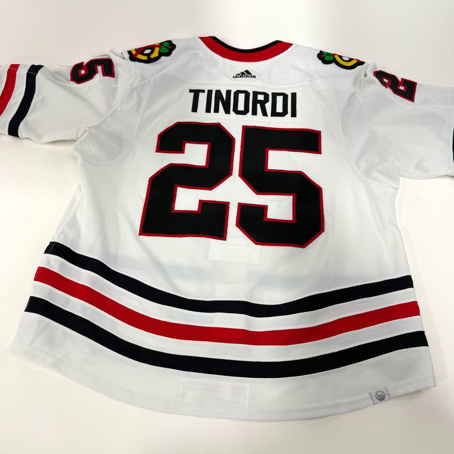 Jarred Tinordi #25 Away Chicago Blackhawks Game Worn Jersey 2022-2023, Set 1 | Size 58 | 2357-25526