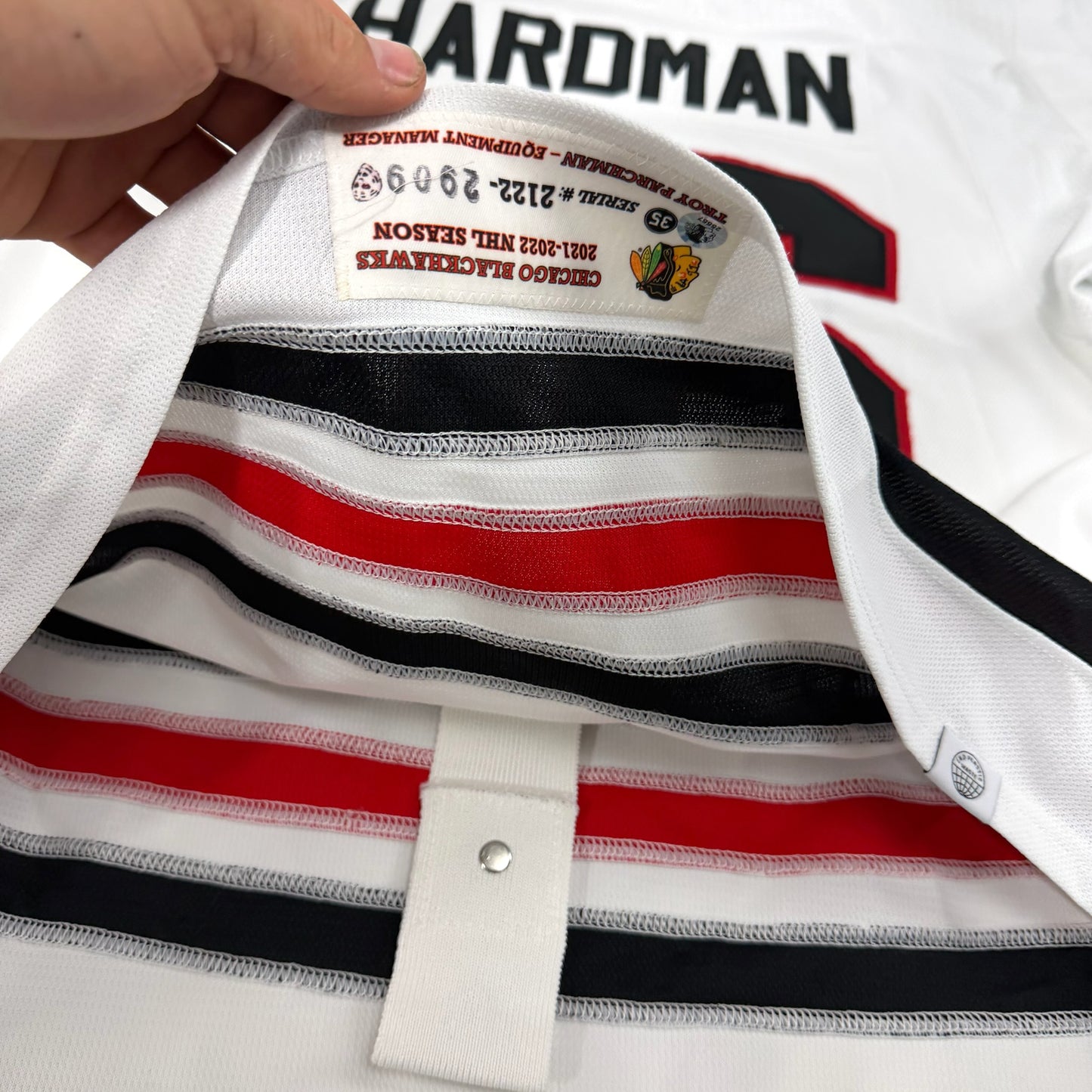 Mike Hardman #86 Away Chicago Blackhawks Game Worn Jersey 2021-2022, Set 1 | Size 58 | 2909-25557