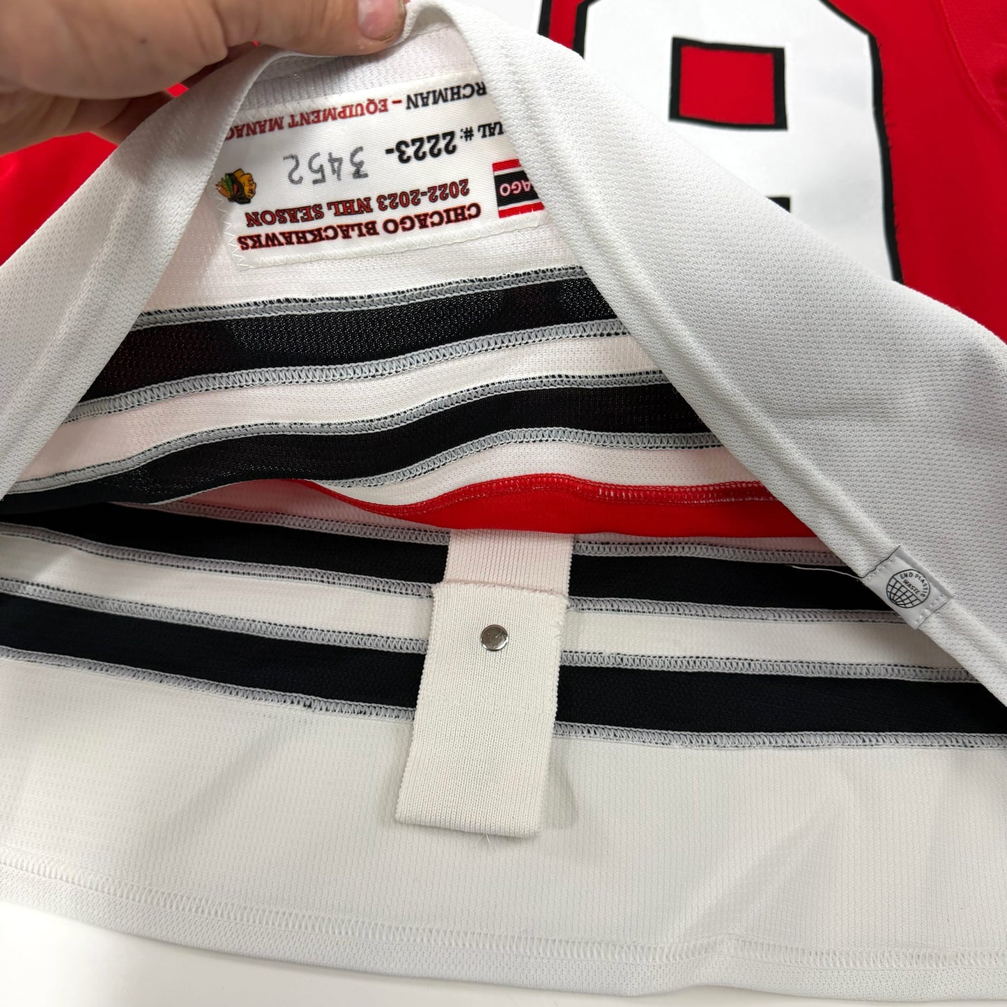 Andreas Athanasiou #89 Home Chicago Blackhawks Game Worn Jersey 2022-2023, Set 1 | Size 56 | 3452-25508