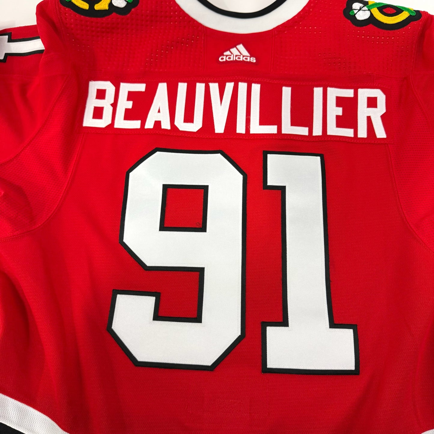 Anthony Beauvillier #91 Home Chicago Blackhawks Game Worn Jersey 2023-2024, Set 2 | Size 56 | 5935-25578