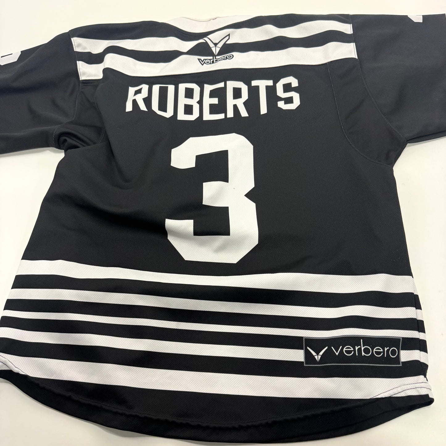 Used Black and White Verbero Evil Horse Brewing Jersey | Large | A105 - Top Flight Hockey