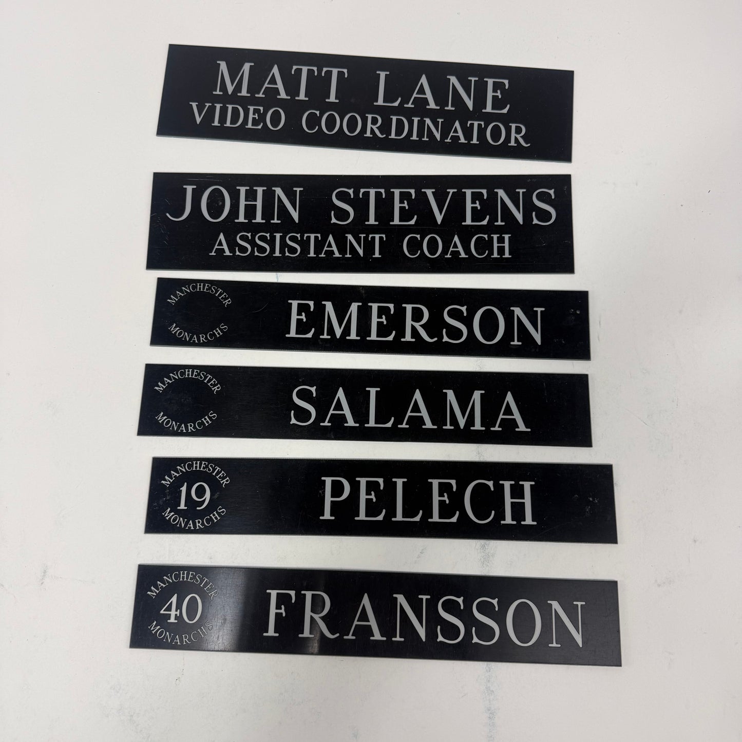 Manchester Monarchs Black Locker Room Nameplates