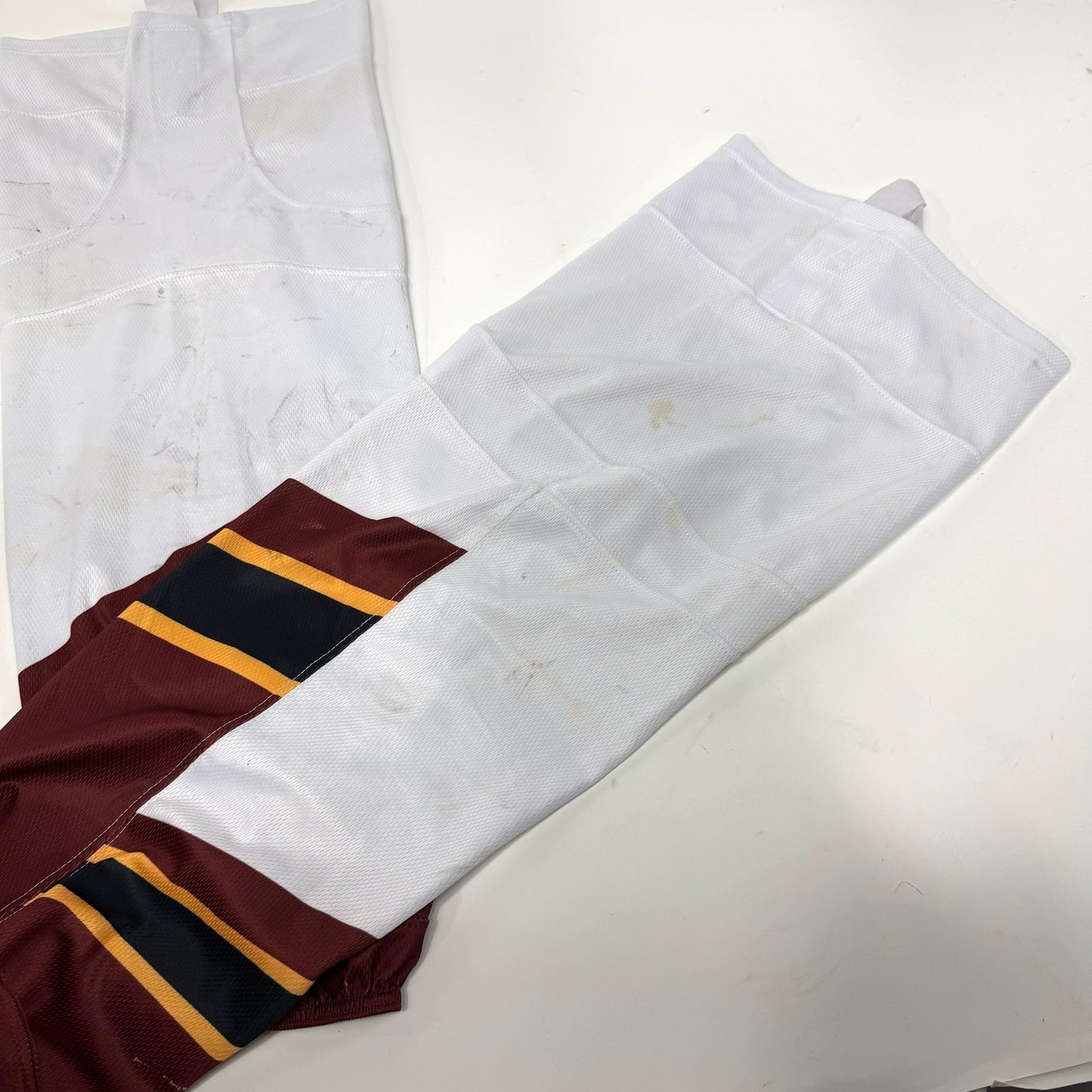 Used White Maroon Gold Socks with Velcro |.Senior XL | AB882