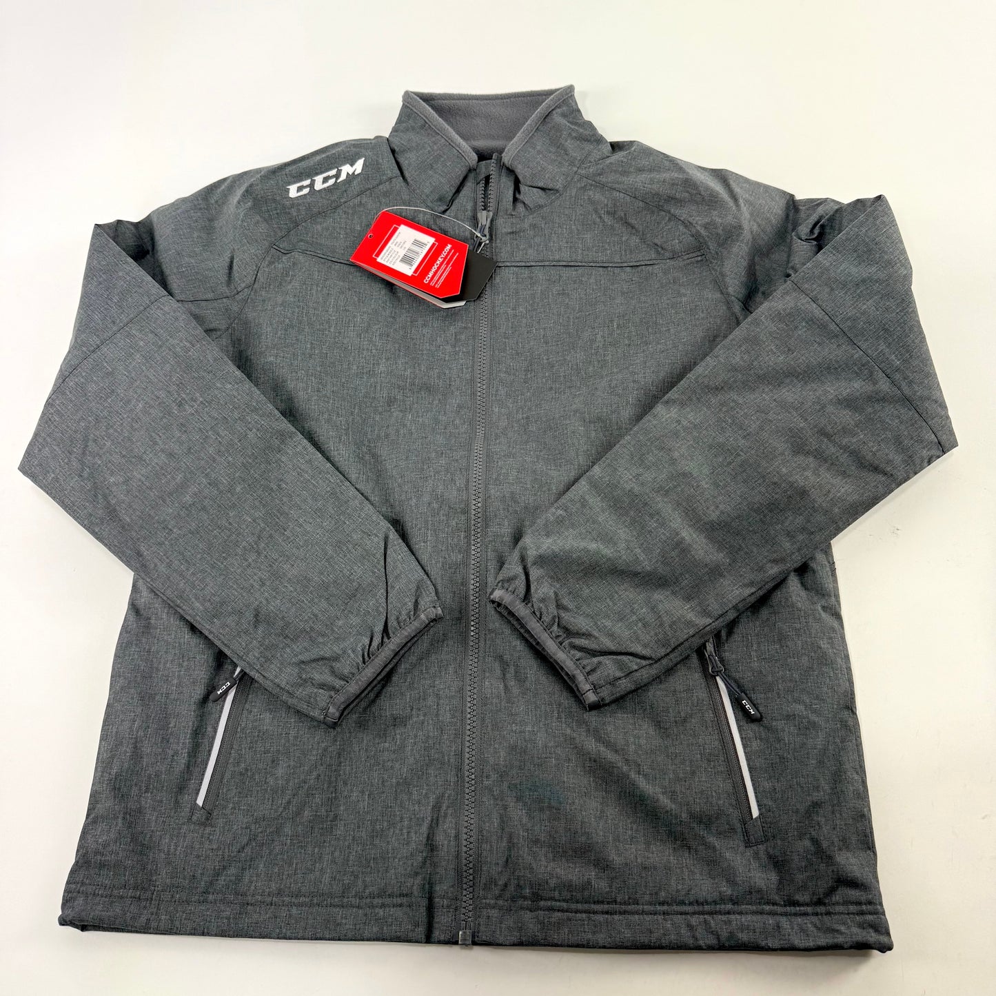 New Dark Grey CCM Team Premium Mid Weight Jacket | Youth L | #888600267555 - Top Flight Hockey