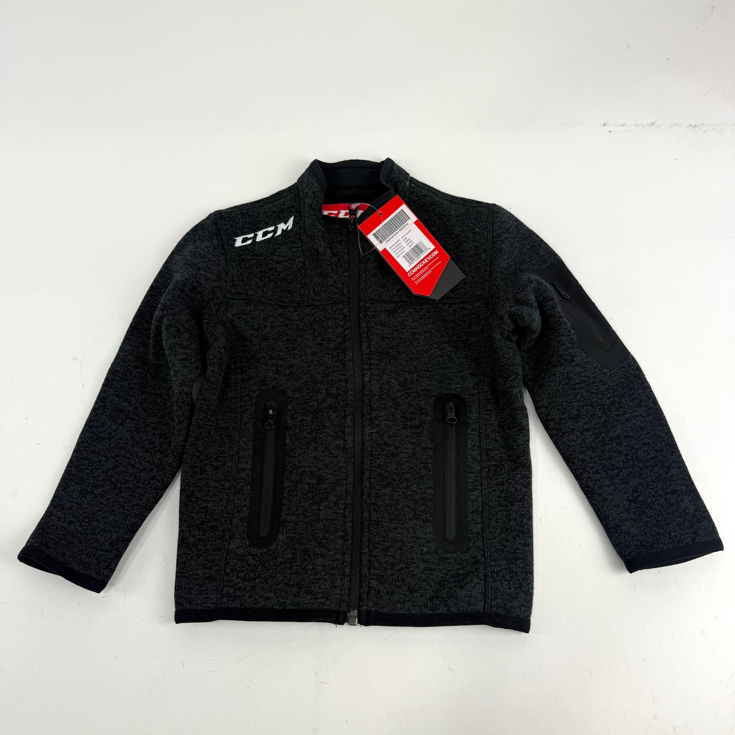 New CCM Black Fleece Zip Up | Youth 2XS | #191520014278 - Top Flight Hockey