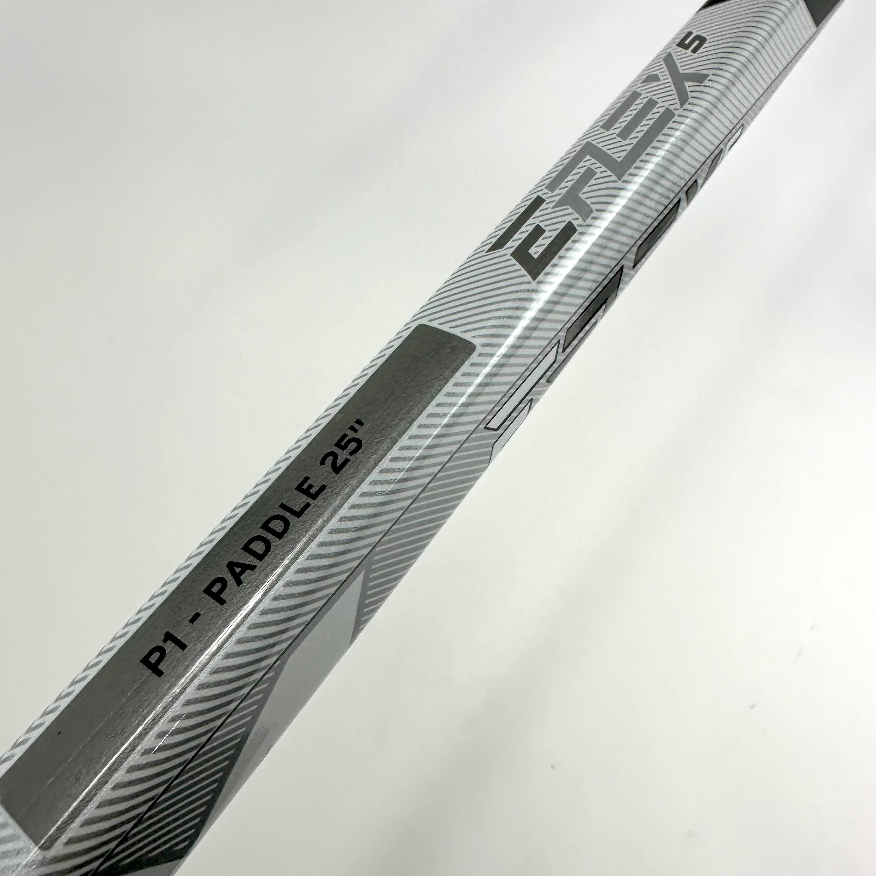 Brand New Black, White and Grey CCM Eflex 5 Goalie Stick - P1 Curve | 25" Paddle - Top Flight Hockey