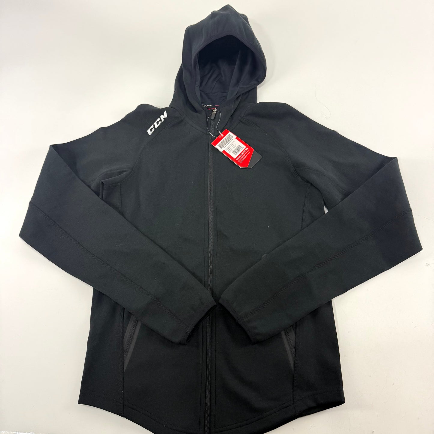 New Black CCM Premium Full Zip Hooded Fleece | Senior XS | #191520016081 - Top Flight Hockey
