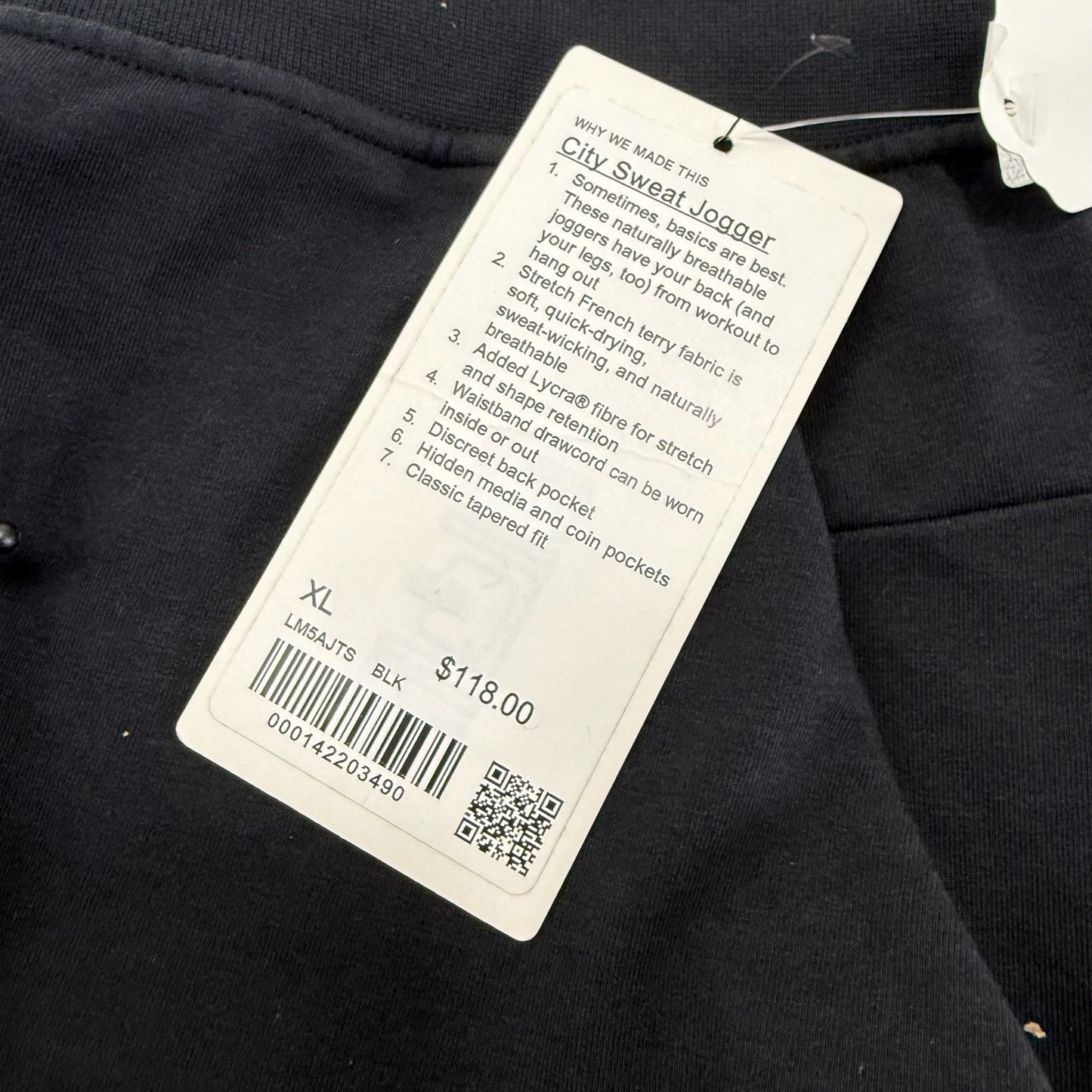 New Black Chicago Blackhawks Lulu Lemon City Sweat Jogger Pant | XL | R89 - Top Flight Hockey