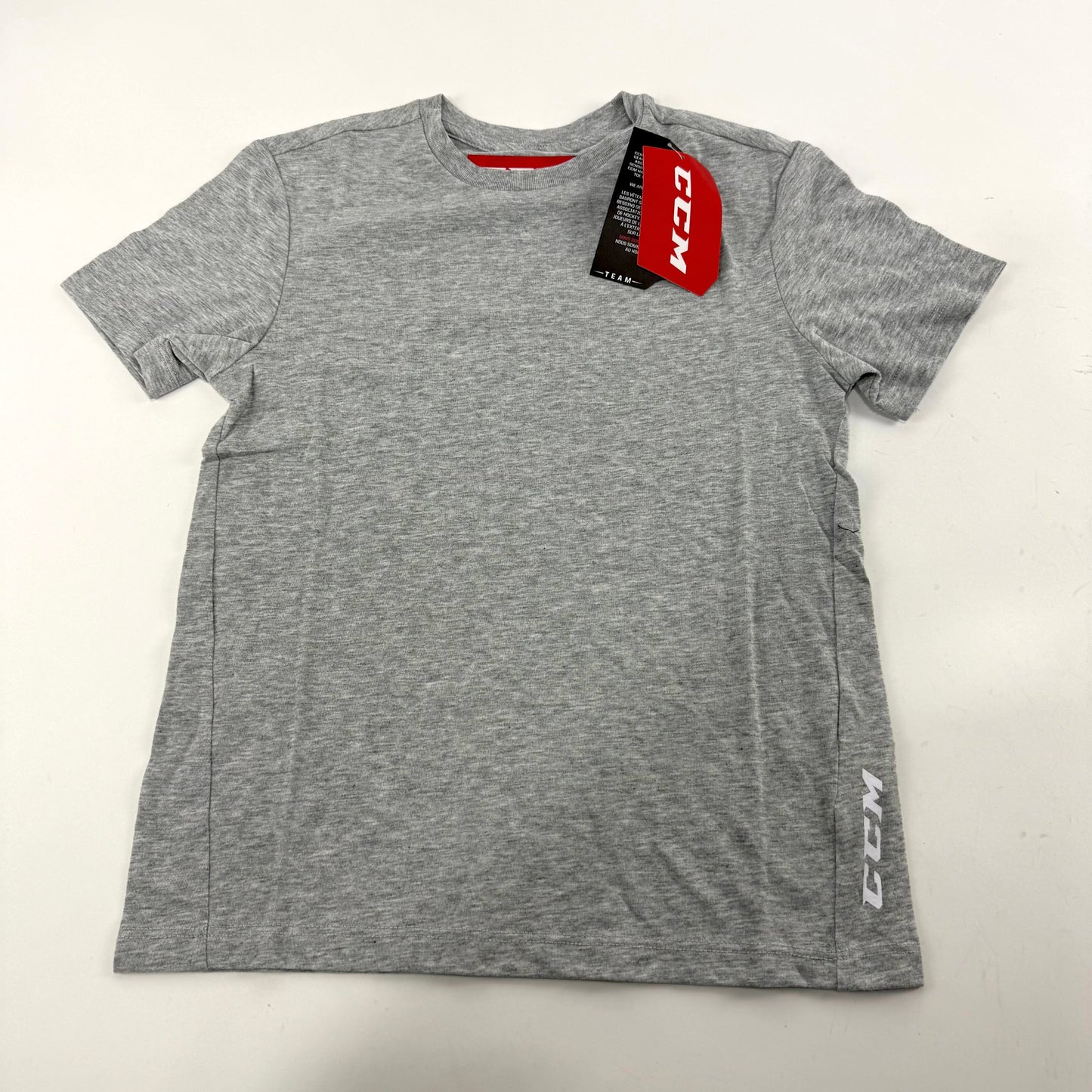 New Athletic Grey CCM Youth Premium Short Sleeve Shirt | Youth M | #191520399290
