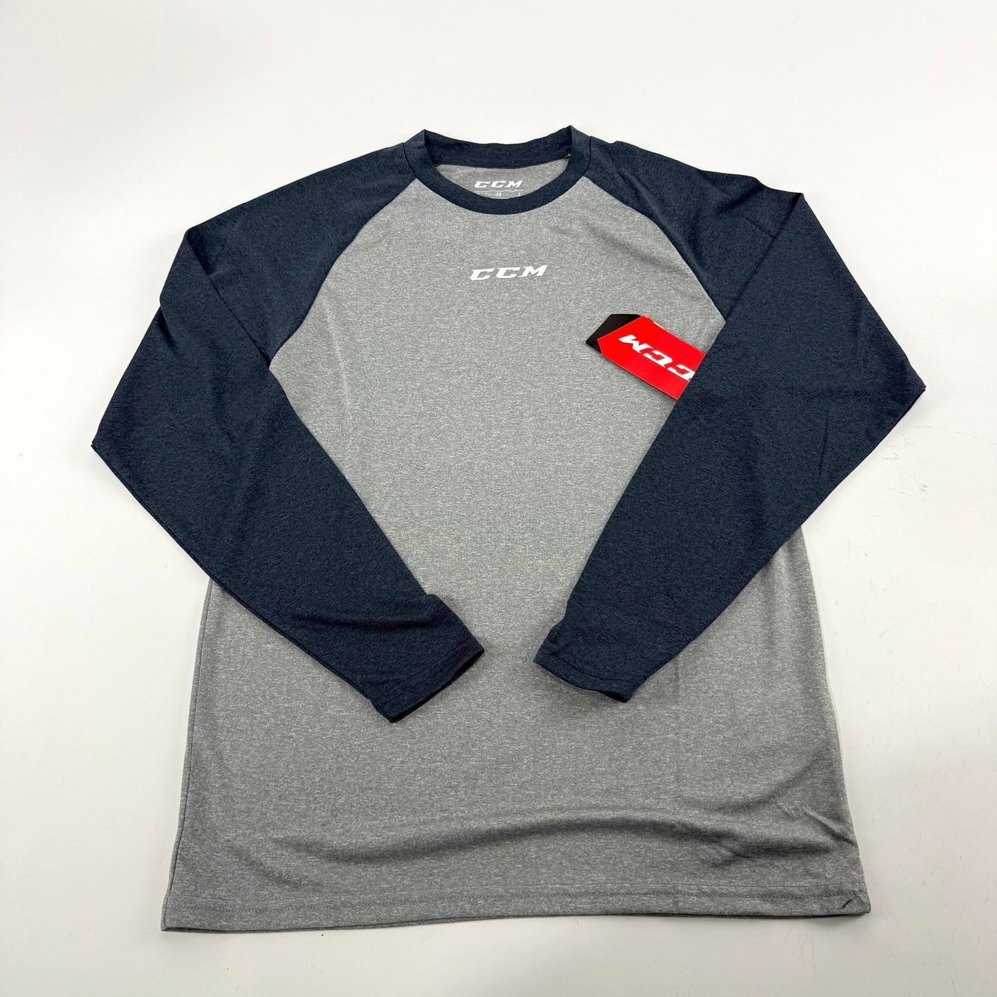 New CCM Basecamp Two Tone Long Sleeve | Grey/Navy | Youth L | #191520511210