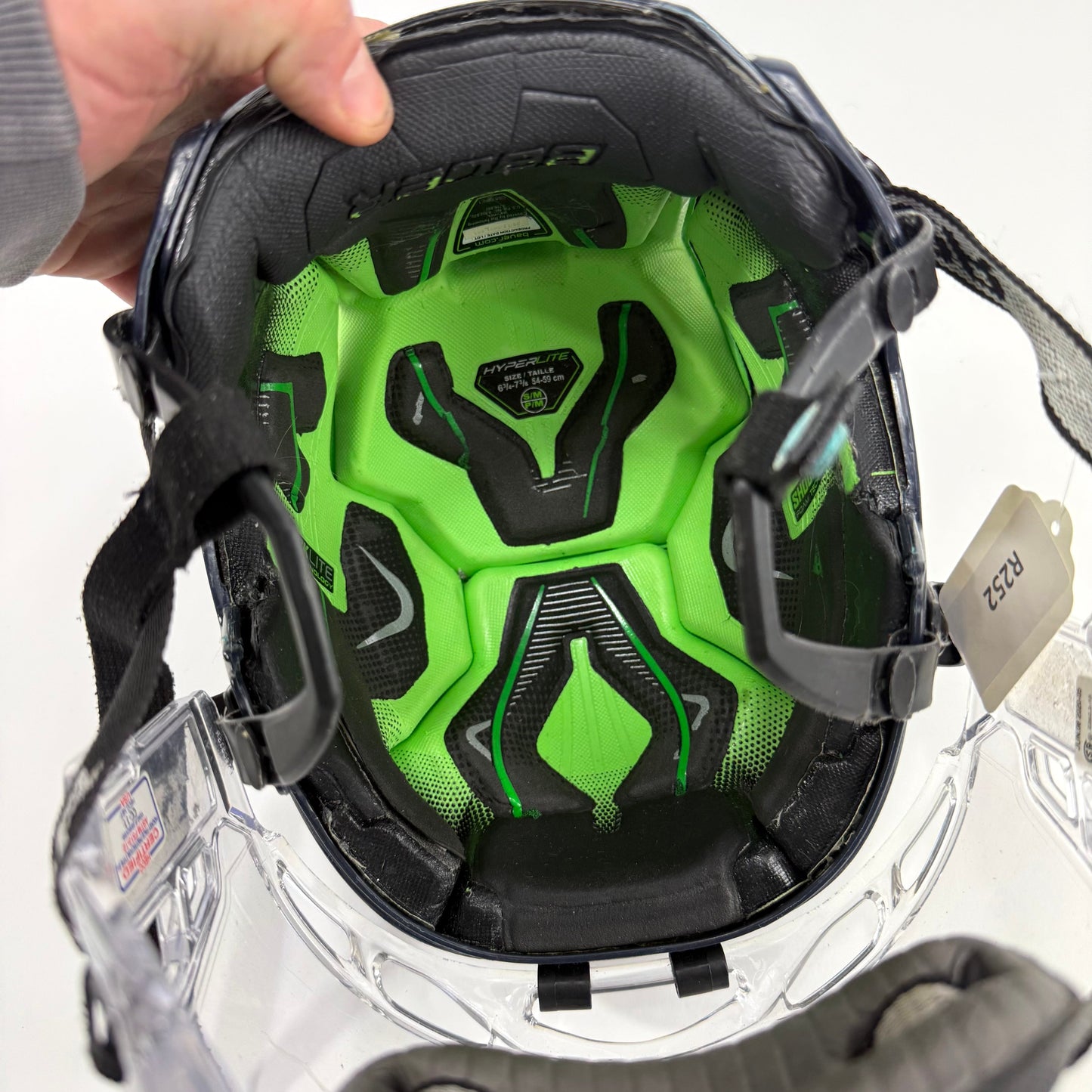 Used Navy Bauer Hyperlite Helmet With Bubble | Small/Medium | R252