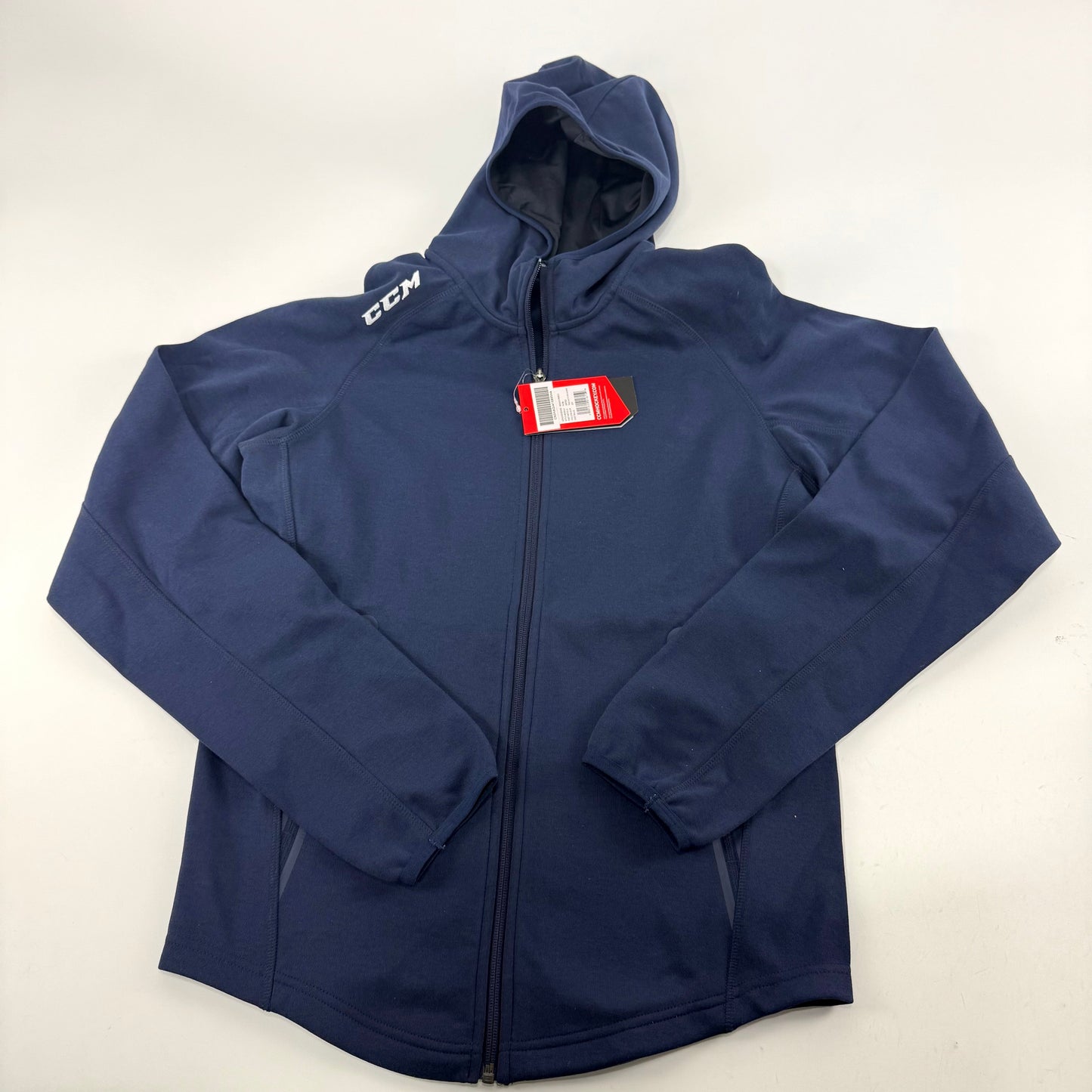 New Navy CCM Premium Full Zip Hooded Fleece | Senior S | #191520016159 - Top Flight Hockey