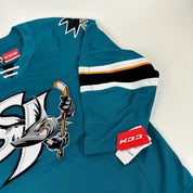 Brand New Teal CCM San Jose Barracuda AHL MIC Game Jersey - Size 58