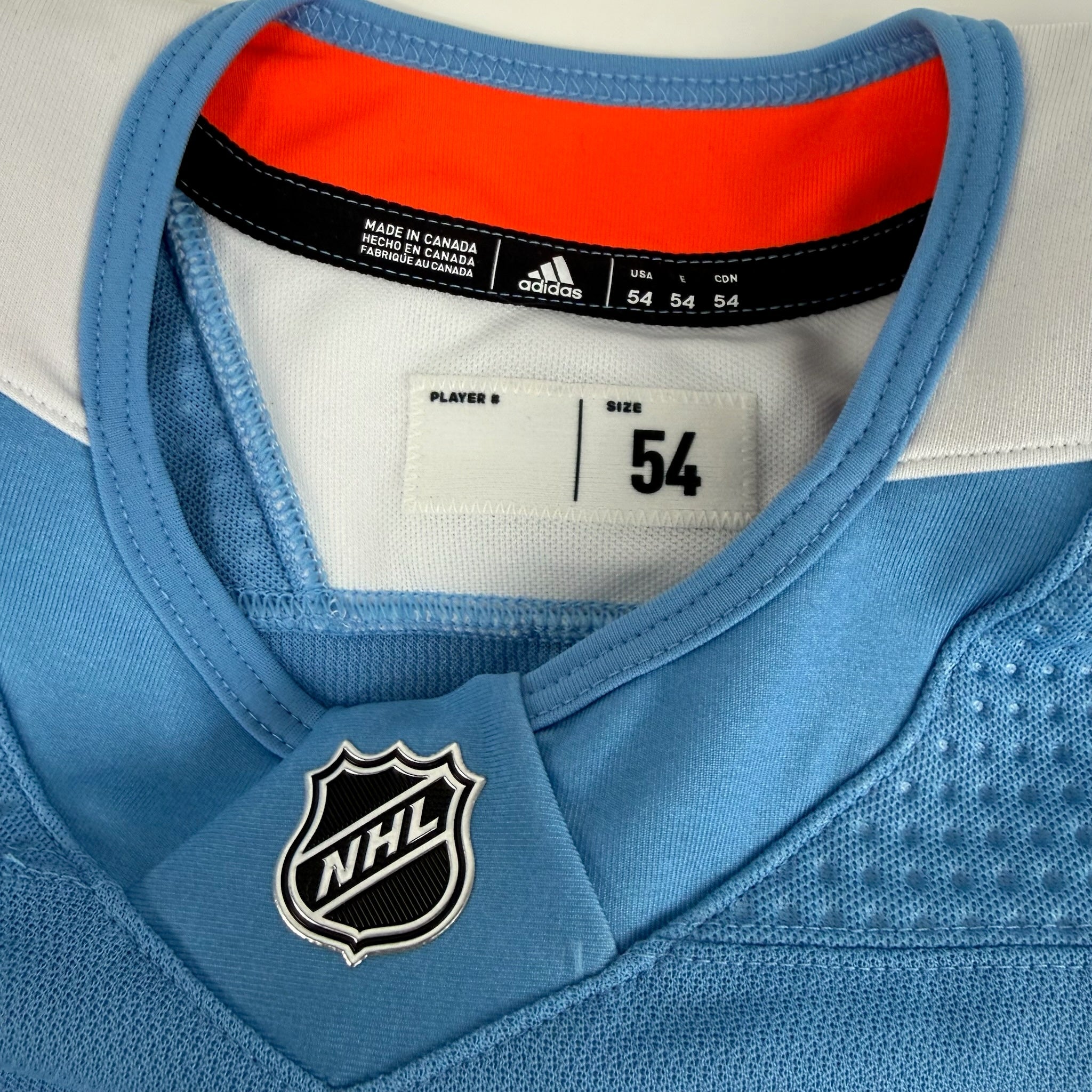 Brand New MIC Baby Blue Adidas Practice Jersey - Size 54 - Top Flight Hockey