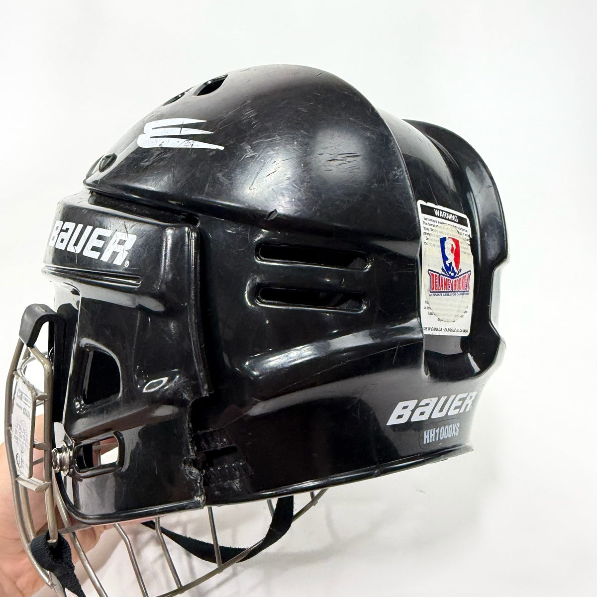 Used Black Bauer 1000 Helmet With Cage | Senior XS | J105 - Top Flight Hockey