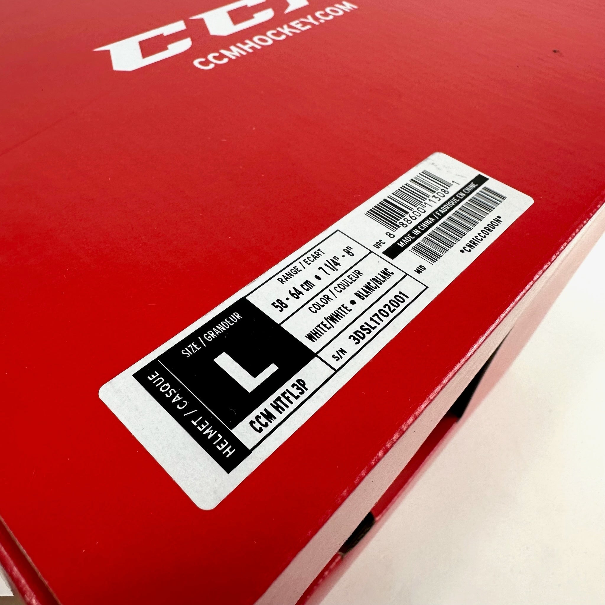 Brand New Large White CCM Fitlite 3DS Helmet - Top Flight Hockey