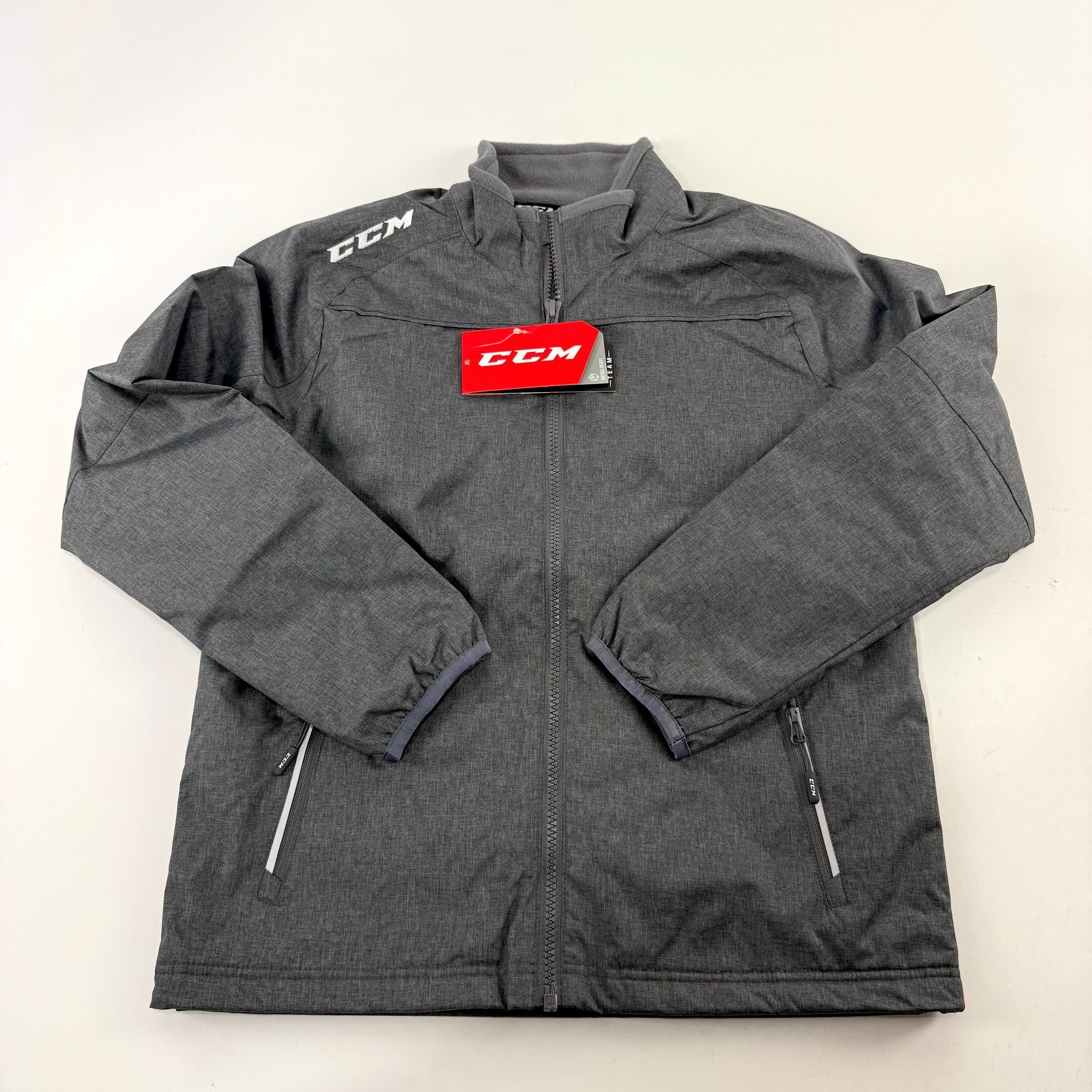 New Dark Grey CCM Youth Team Premium Mid Weight Jacket | Youth M | #888600267548 - Top Flight Hockey