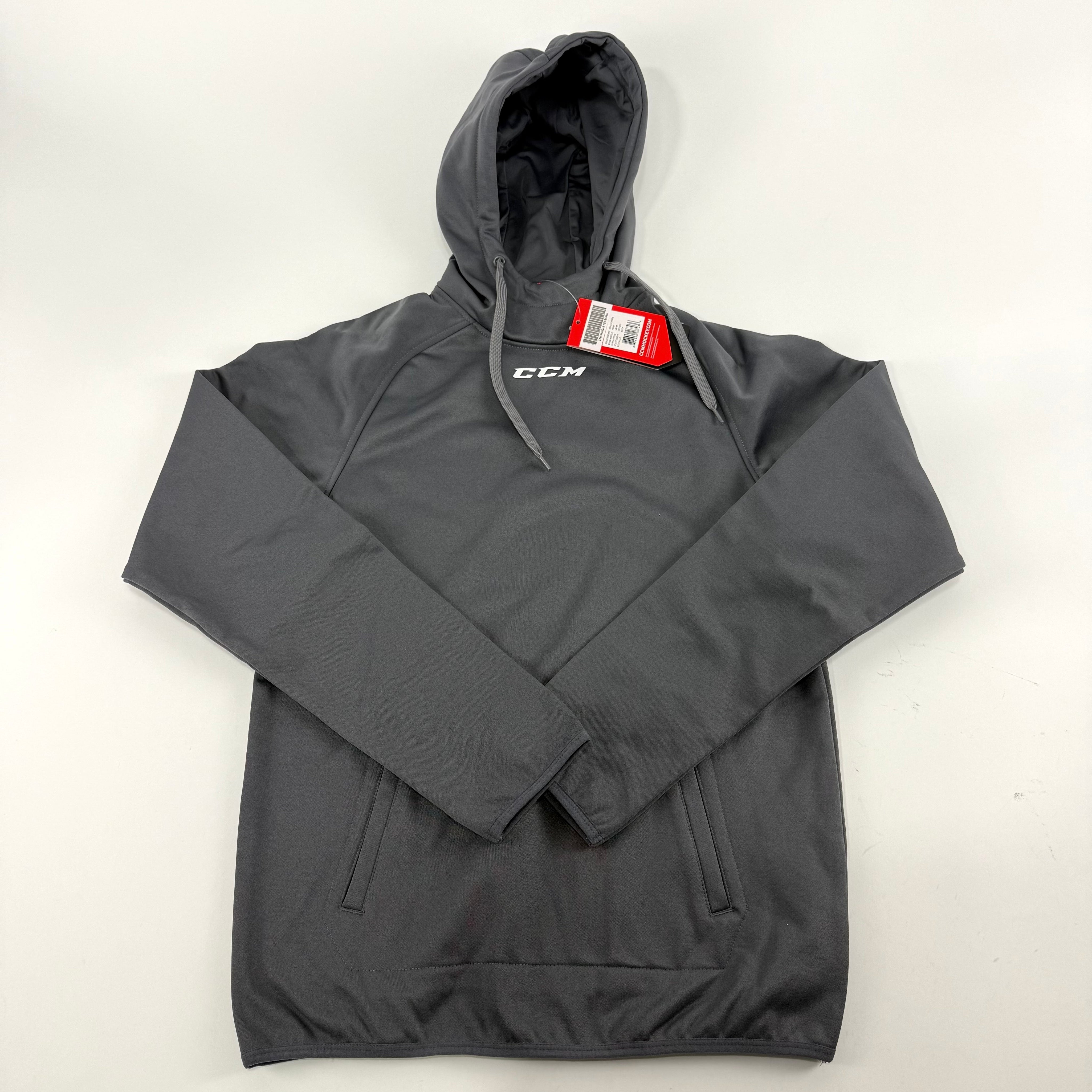 New Dark Grey CCM Mens Performance Fleece Hoodie | Senior XS | #888600267036 - Top Flight Hockey