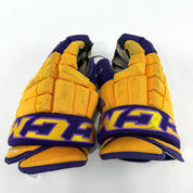 Used Yellow and Purple CCM 4 Roll Pro Gloves | 14" | E559 - Top Flight Hockey