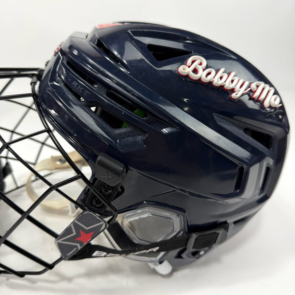 Used Navy Bauer Re-Akt 155 Helmet with Cage | Senior Small | AB669