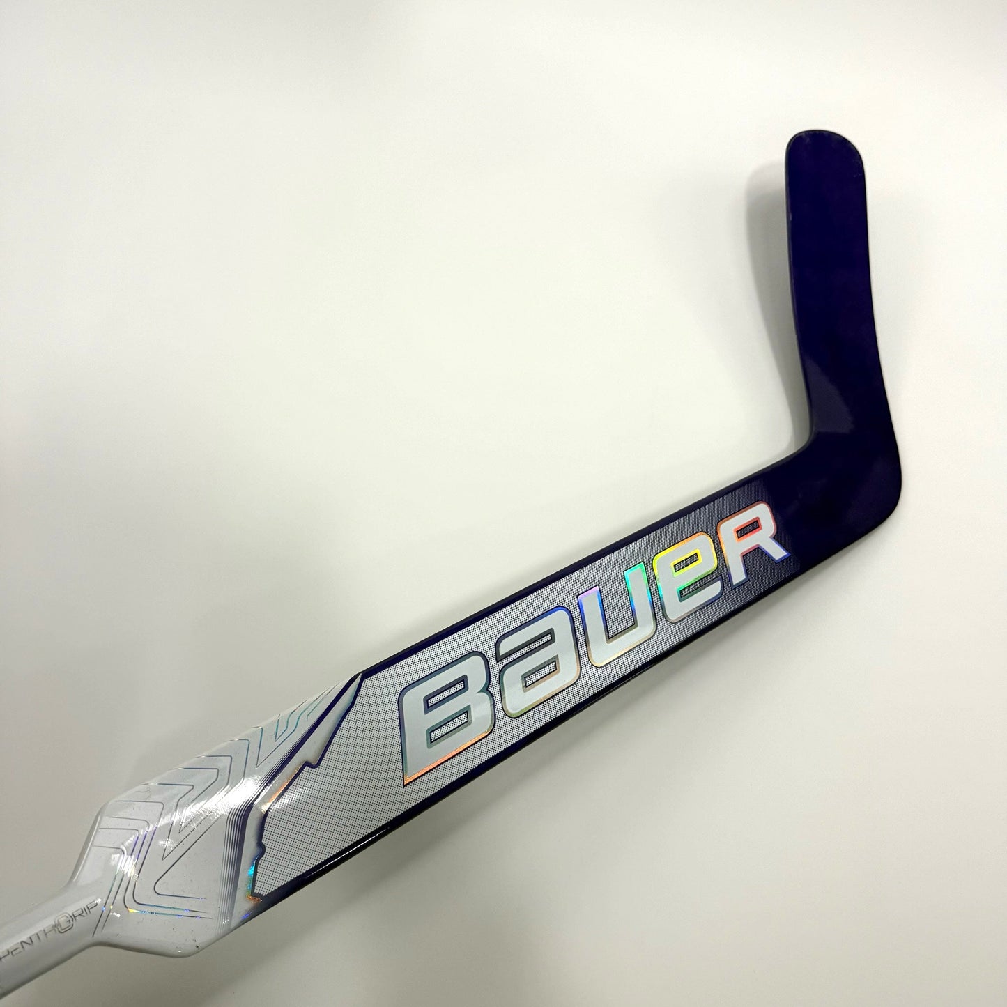 New Regular Purple and White Bauer Flylite Goalie Stick | 25.5" Paddle P31C Curve | BH430