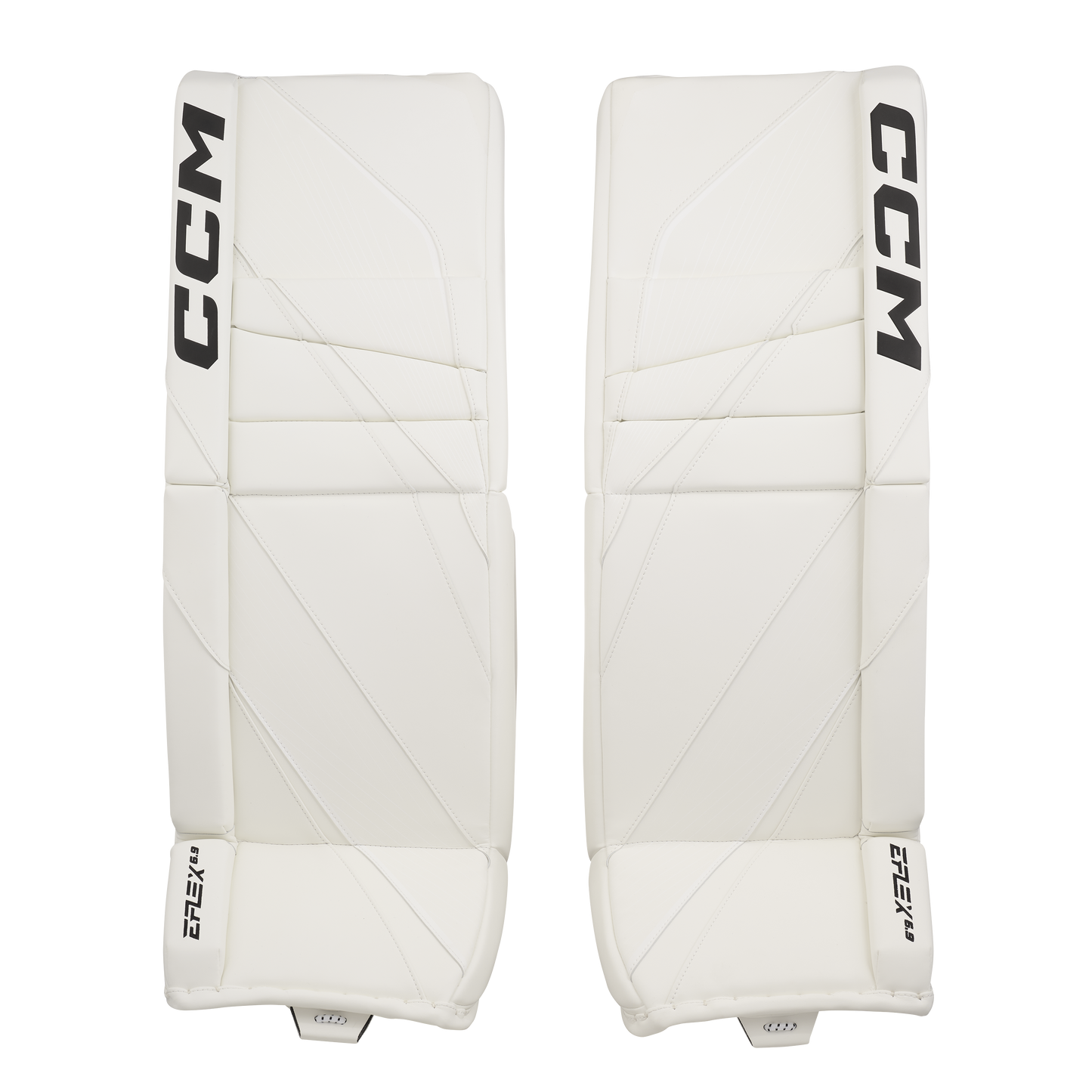 New CCM White E Flex 6.9 Goalie Leg Pads | 32+1" | #191520631529