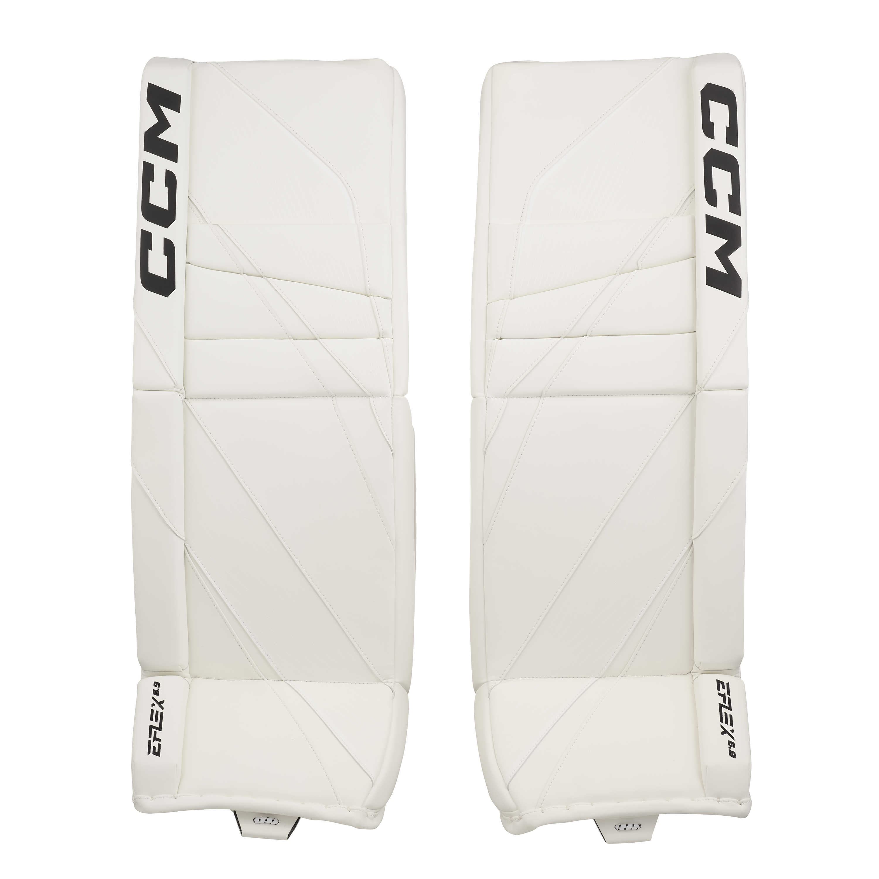New CCM White E Flex 6.9 Goalie Leg Pads | 31+1" | #191520631512 - Top Flight Hockey