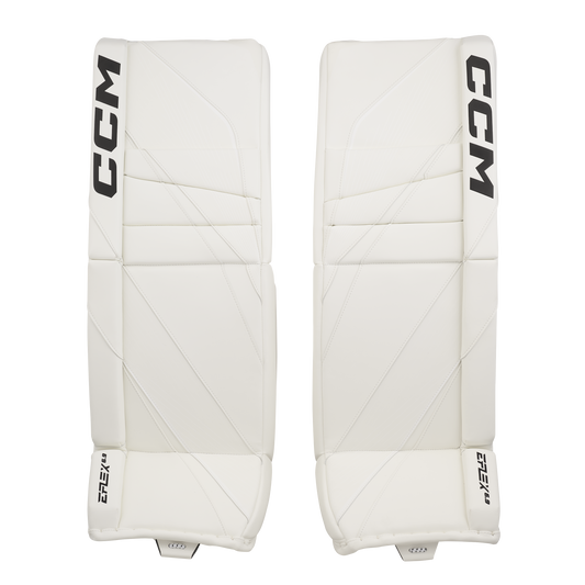 New CCM White E Flex 6.9 Goalie Leg Pads | 35+2" | #191520631499