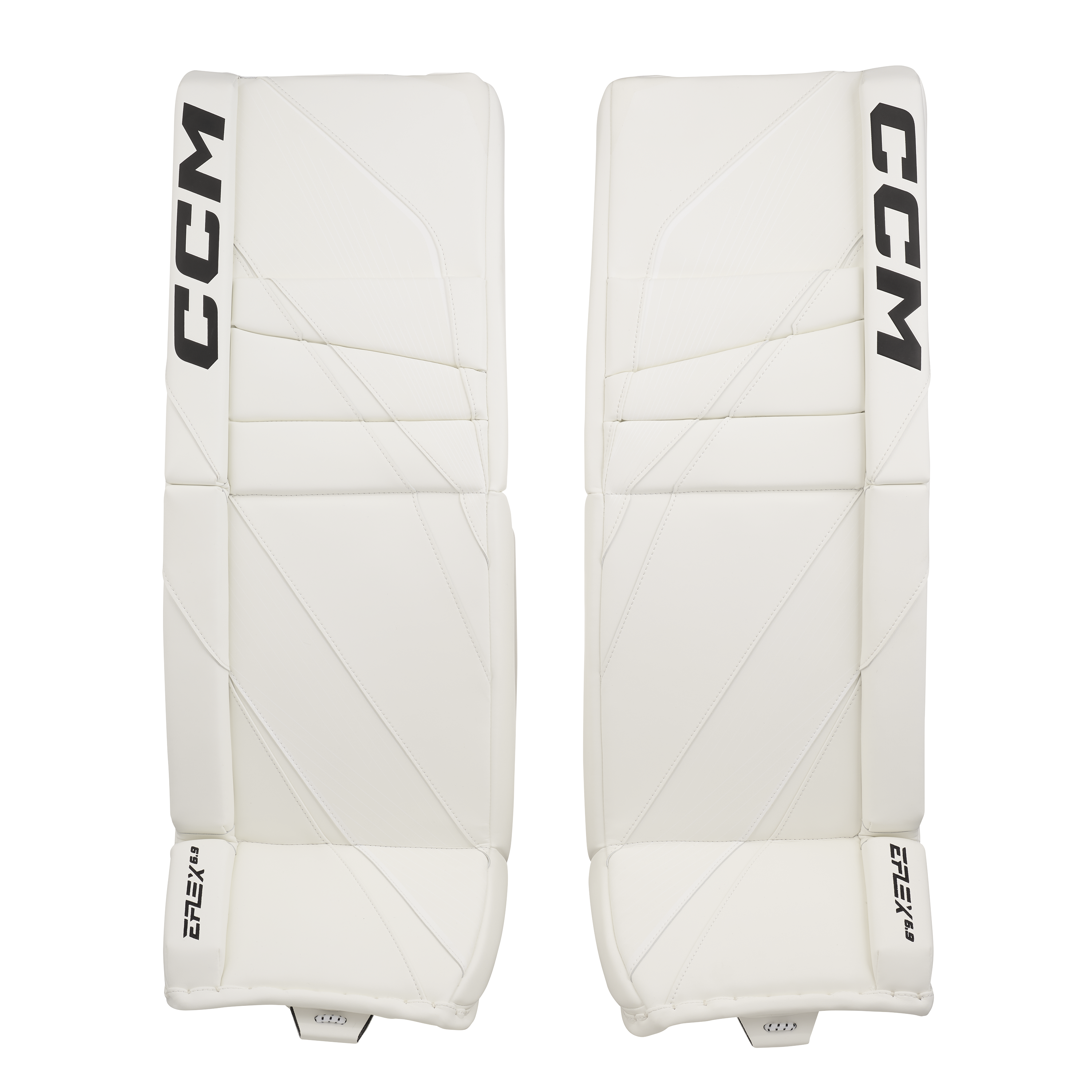 New CCM White E Flex 6.9 Goalie Leg Pads | 35+2" | #191520631499 - Top Flight Hockey