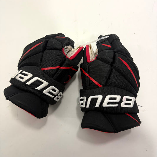 Used Black and Red Chicago Blackhawks Bauer Vapor 1X Gloves | 14" | BH279