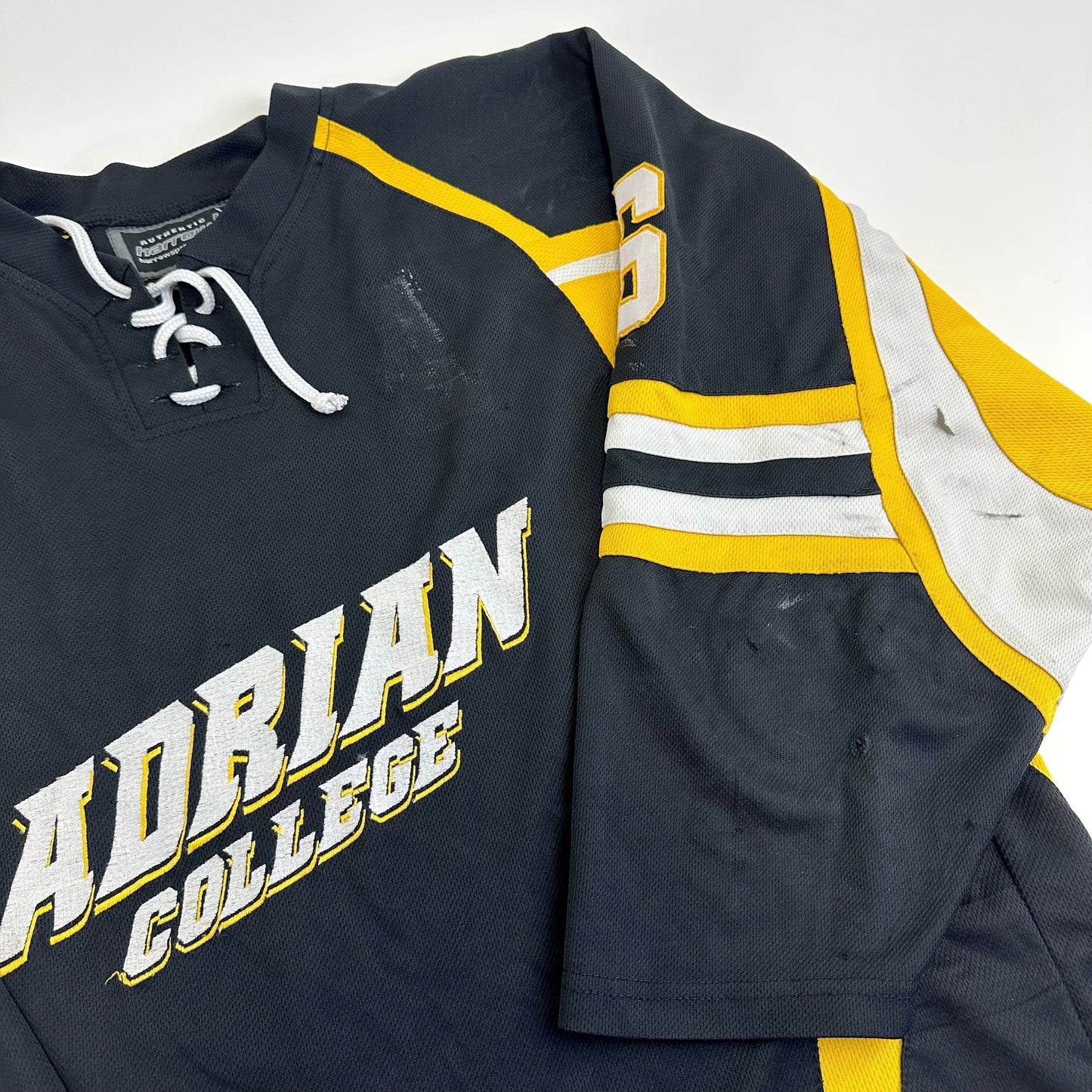 Used Adrian College Black Harrow Mens Game Jersey | Size XL | #6 - Top Flight Hockey