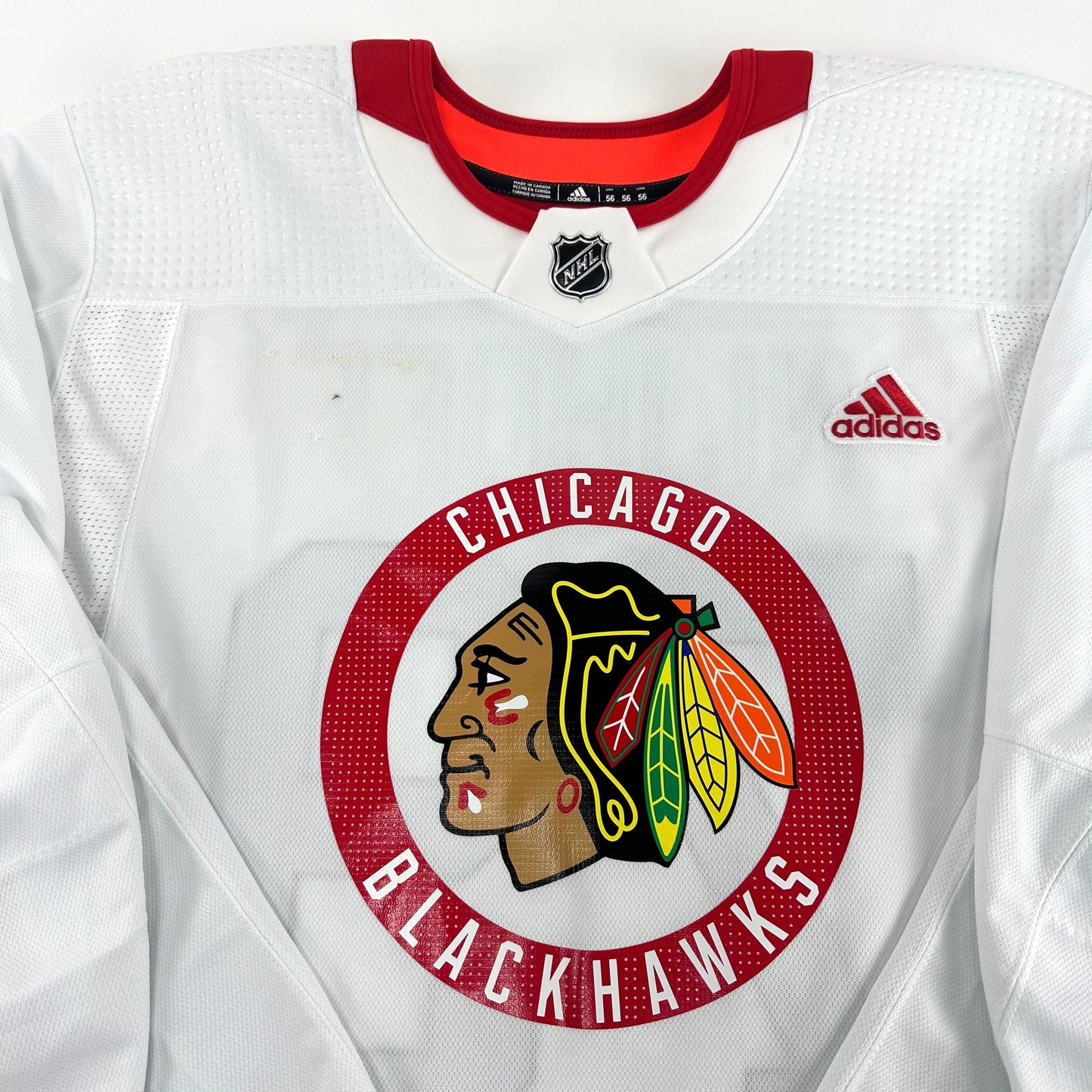 NIJHOFF #79 - White Chicago Blackhawks Camp / Practice Jersey - Adidas MIC Size 56