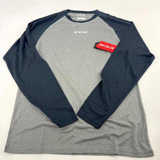 New CCM Mens Basecamp Two Tone Long Sleeve | Grey/Navy | Senior M #191520510930