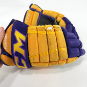Used Yellow and Purple CCM 4 Roll Pro Gloves | 14" | E559 - Top Flight Hockey