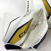 Brand New CCM Eflex 6 White, Gold, and Navy Full Goalie Set - 35" +1" Pads - 581 Degree Break Glove