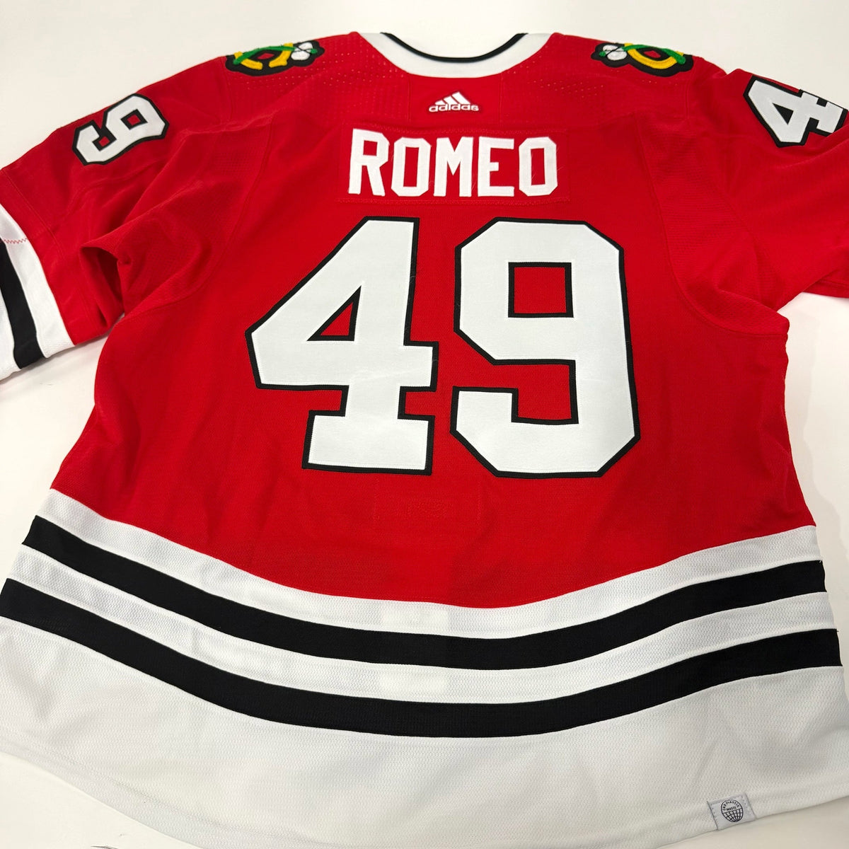 Lucas Romeo #49 Home Chicago Blackhawks Team Issued Jersey 2023-2024 | 25590 - Top Flight Hockey