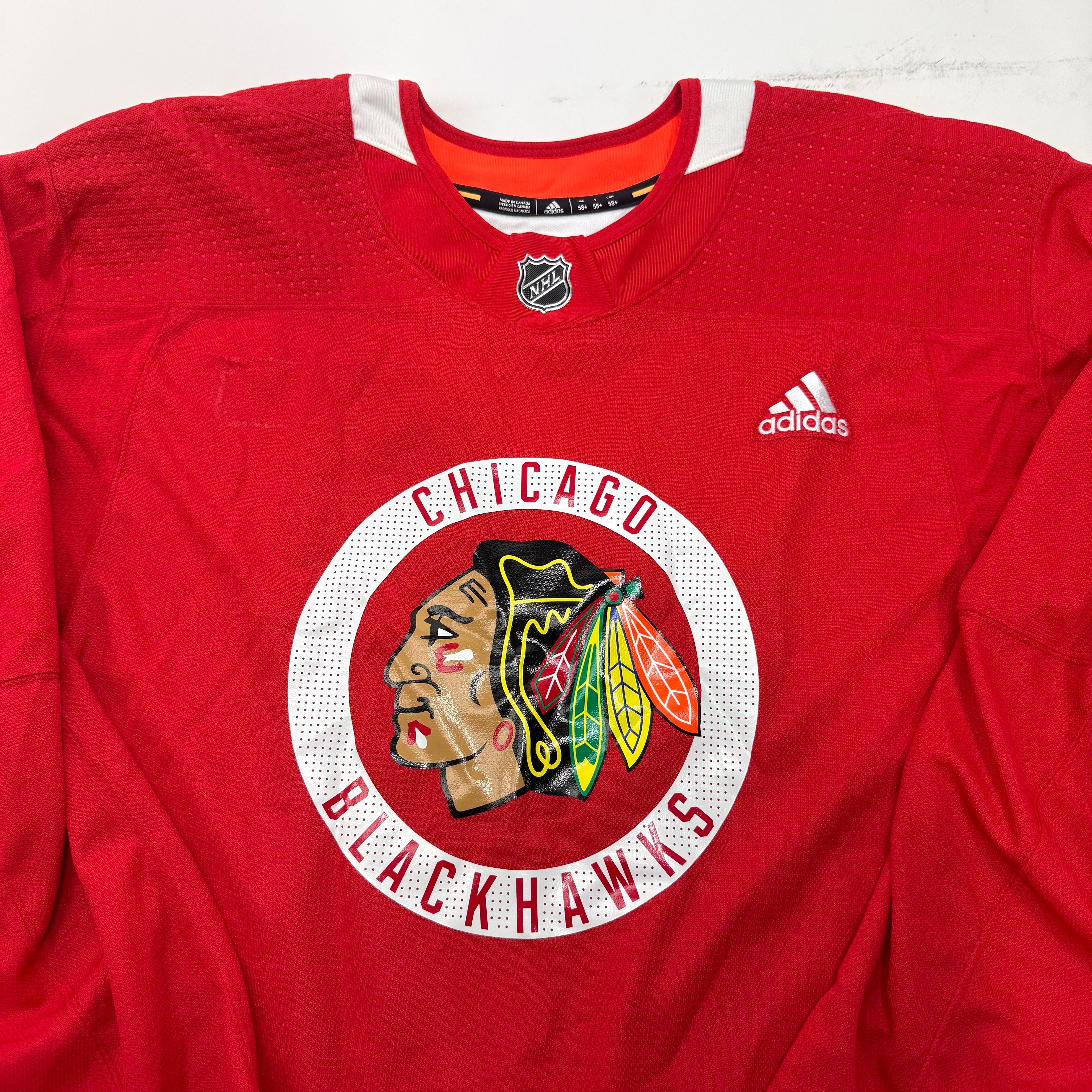 Used Red Chicago Blackhawks Adidas MIC Practice Jersey | Size 58+ - Top Flight Hockey
